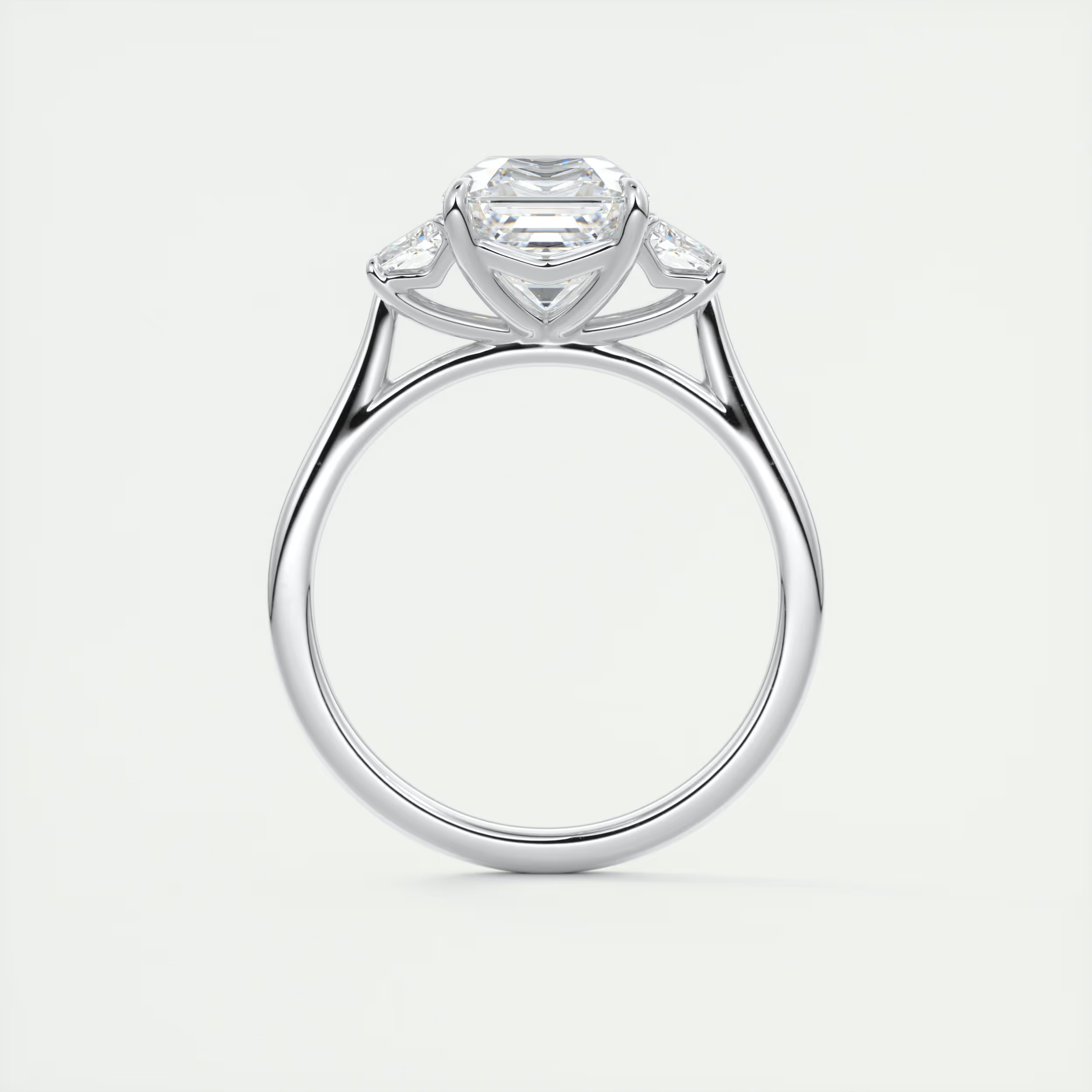 Geometry 2 Carat Asscher-Cut Trapezoid Three-Stone Diamond Ring