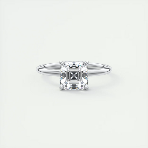 2 Carat Asscher Flush Set Low Profile Stacking Solitaire