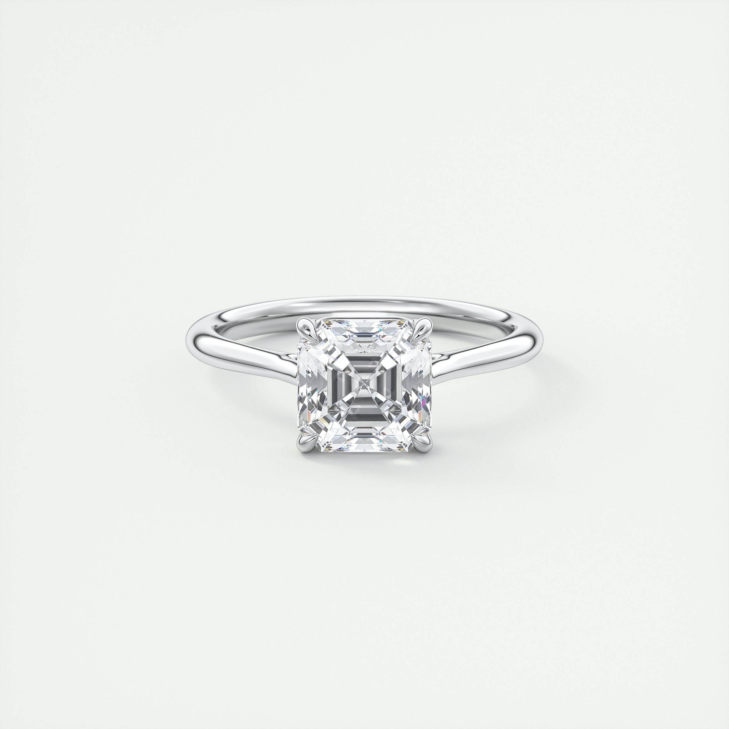 2 Carat Asscher Flush Set Stacking Solitaire (1.8mm Band)