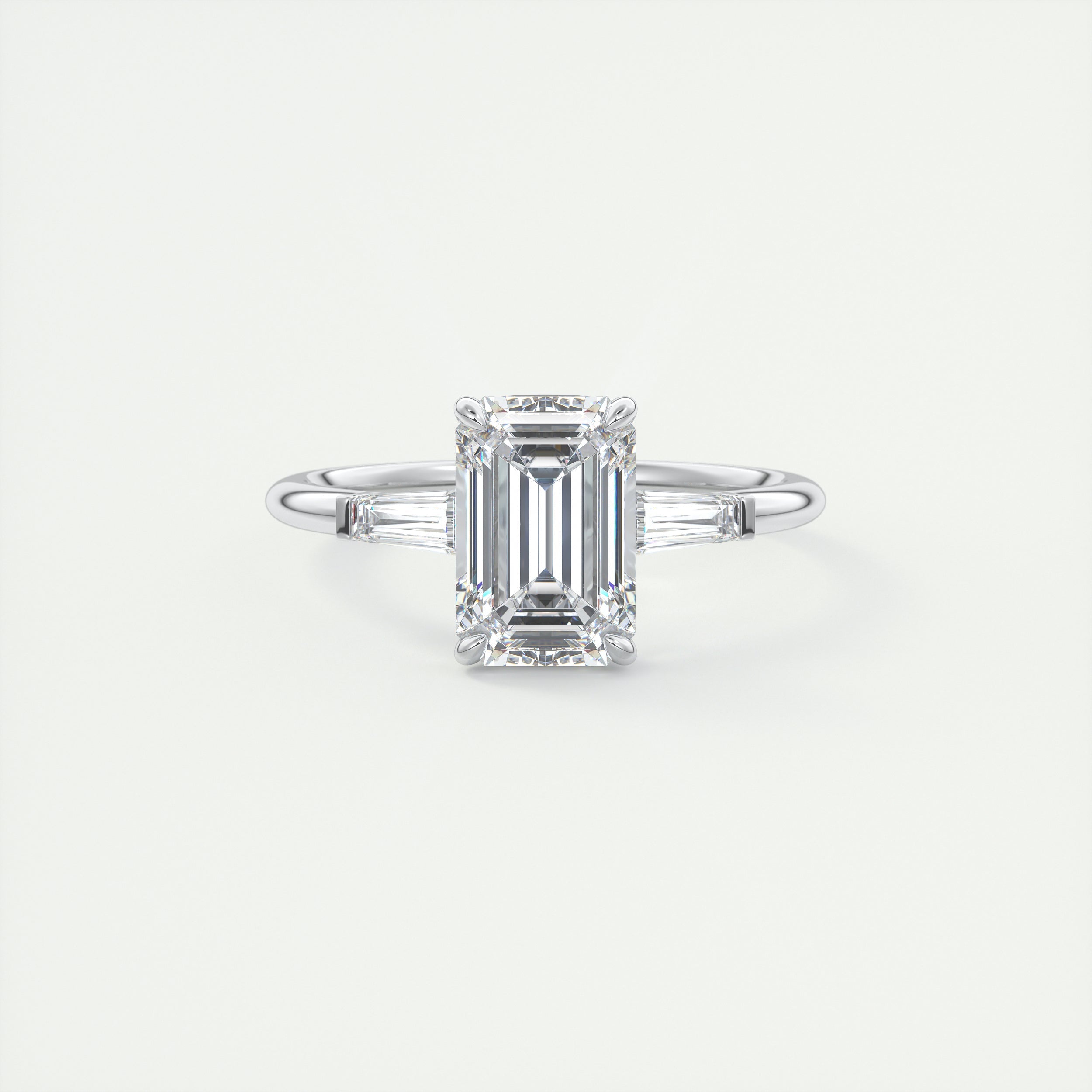 Silhouette 2 Carat Emerald Plunge Three-Stone Engagement Ring