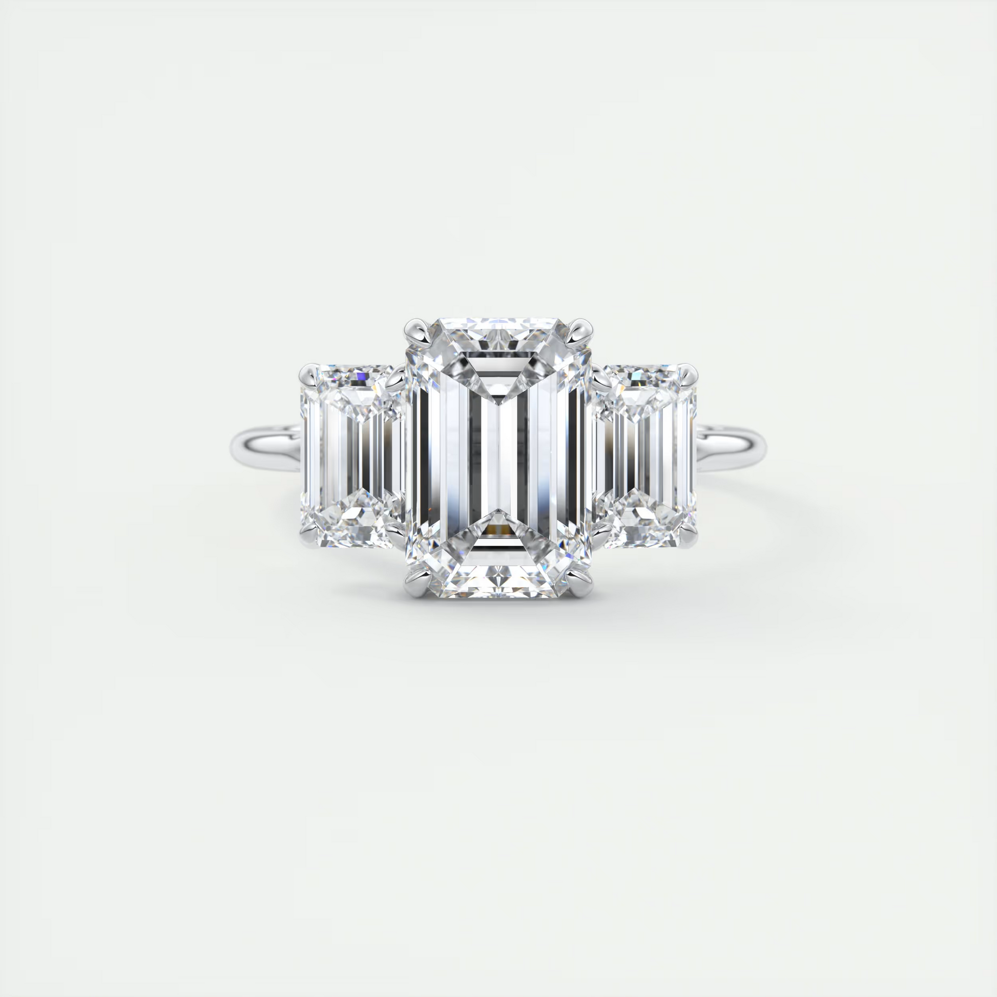 Clarity 2 Carat Emerald Three-Stone Engagement Ring