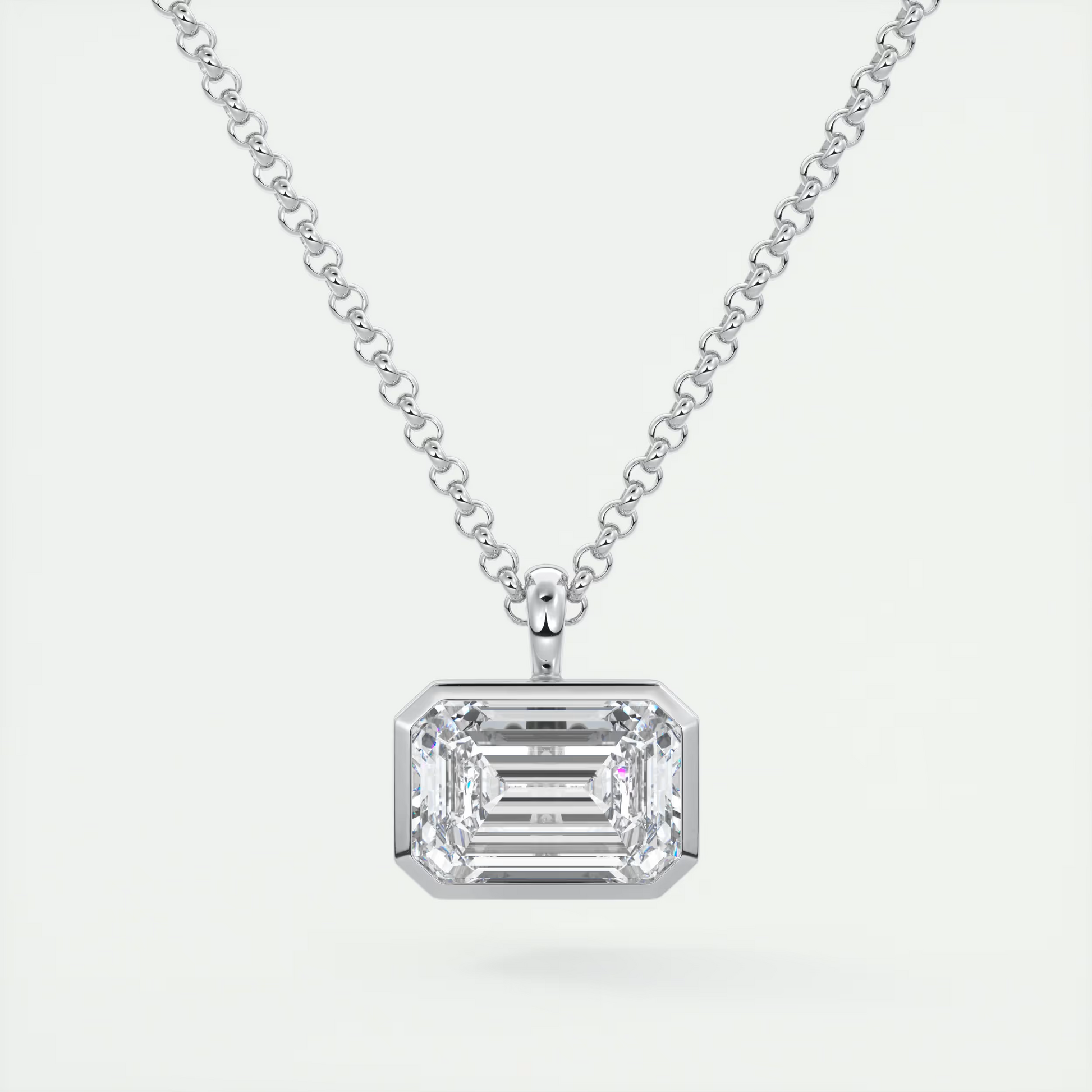 1.5 ct Emerald Bezel Set Pendant Necklace
