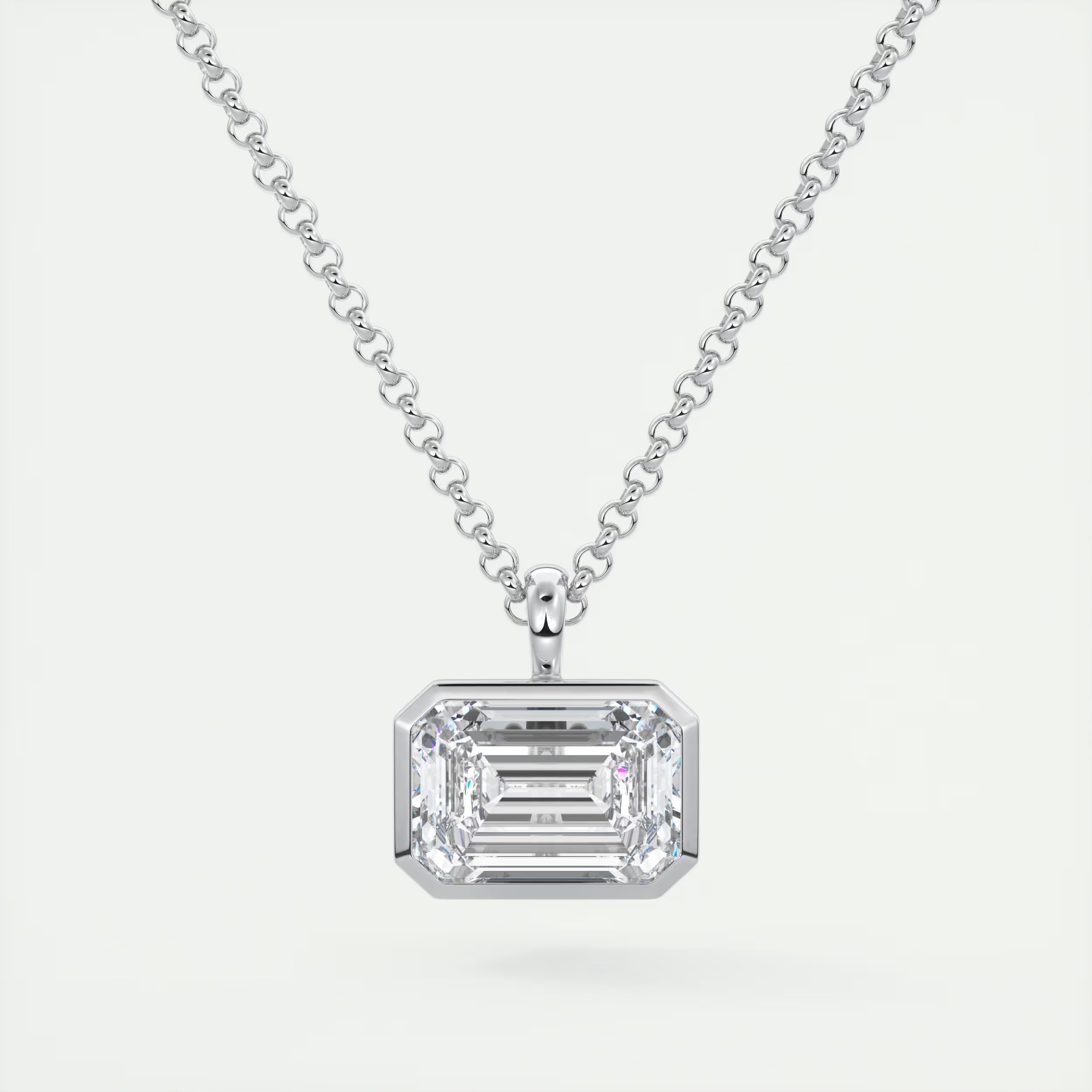 1.5 ct Emerald Bezel Set Pendant Necklace