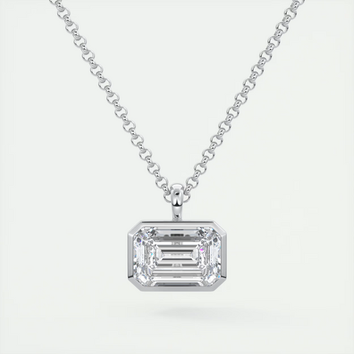 1.5 ct Emerald Bezel Set Pendant Necklace