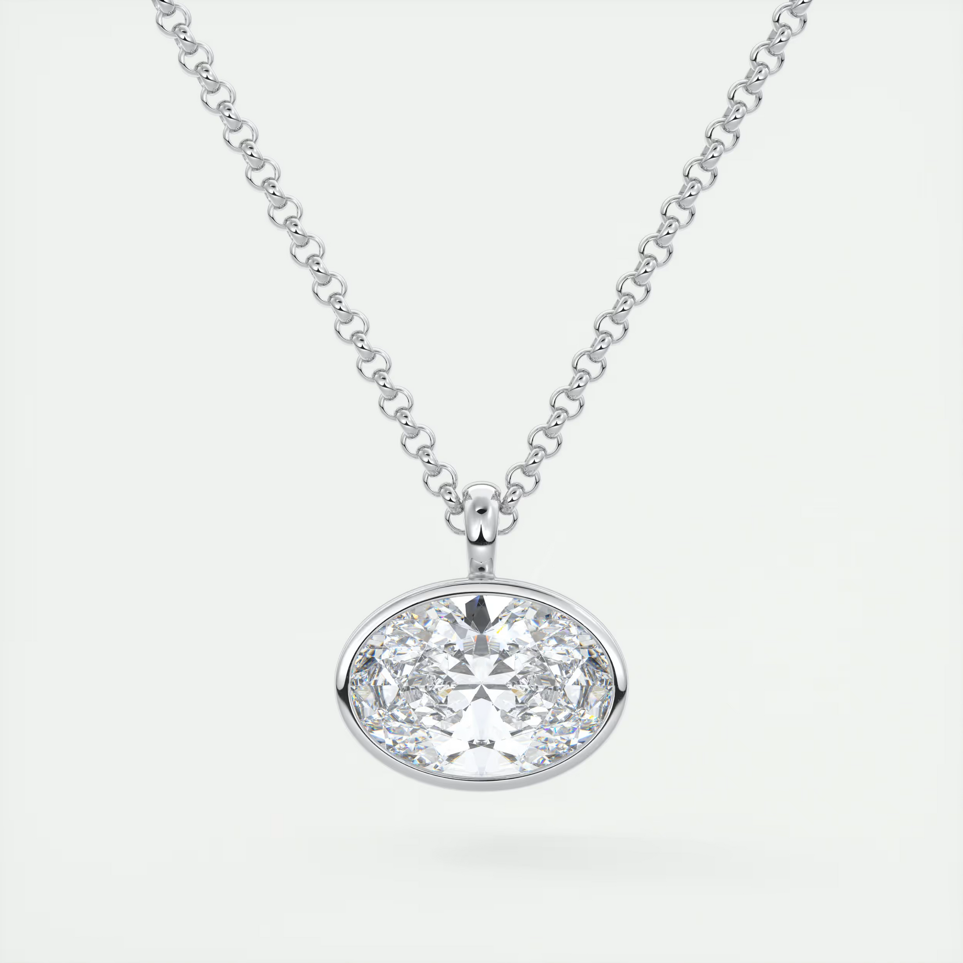 1.5 ct Oval Bezel Set Pendant Necklace