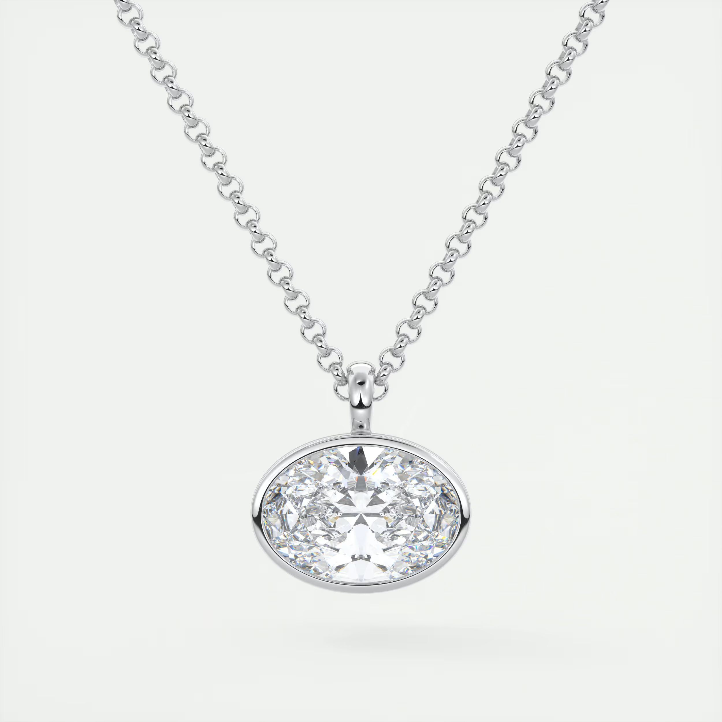 1.5 ct Oval Bezel Set Pendant Necklace