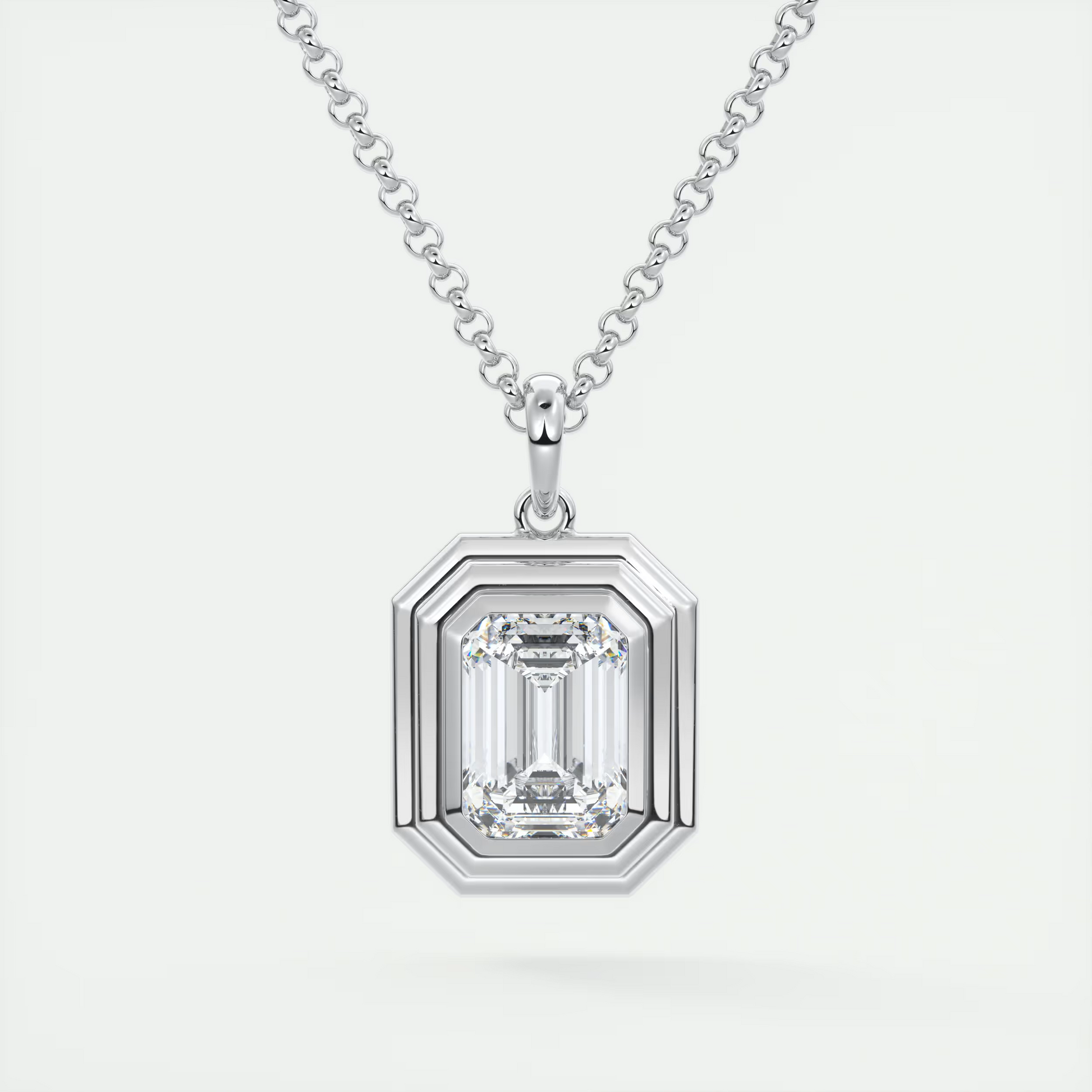 1.5 ct Emerald Bezel Set Pendant Necklace