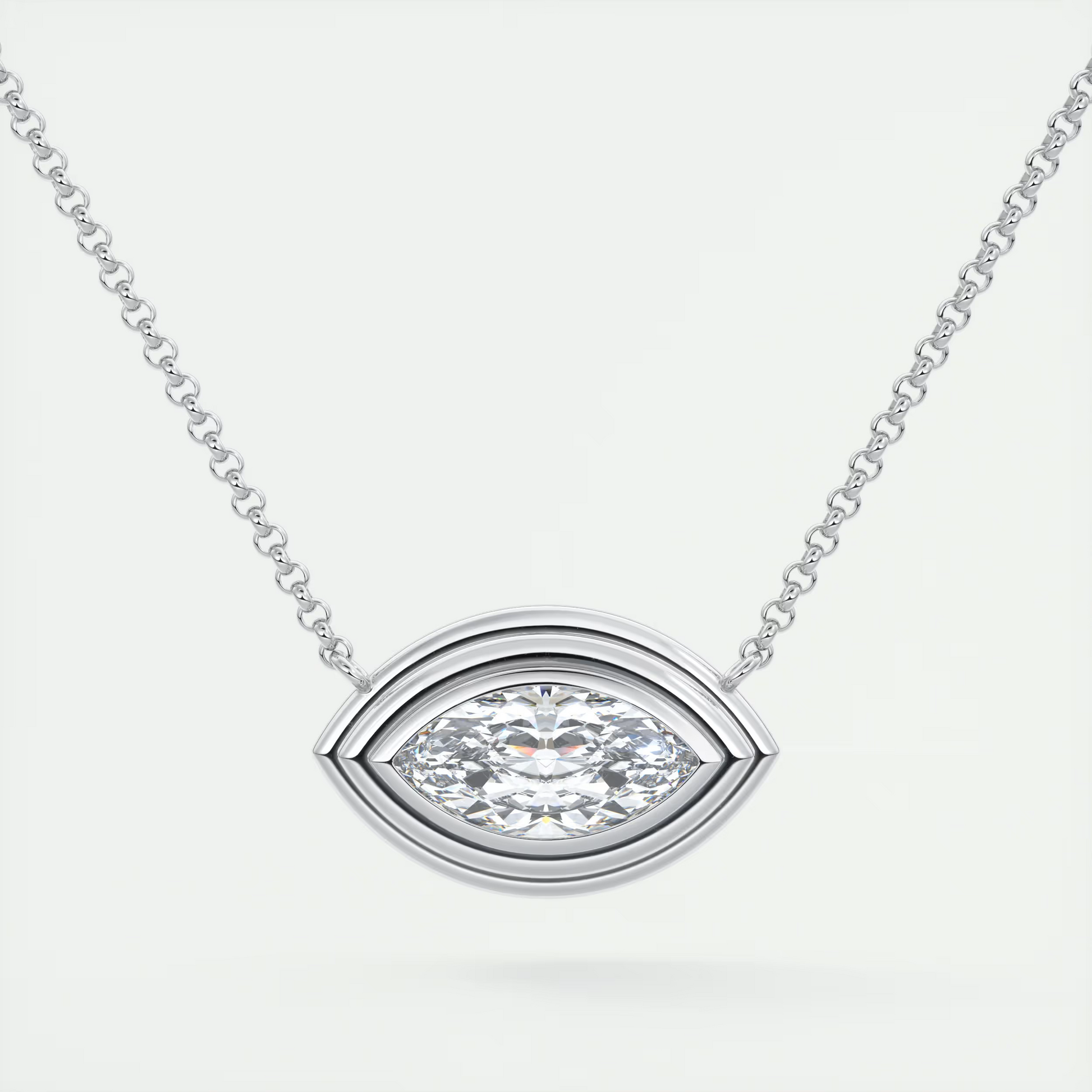 1.5 ct Marquise Bezel Set Pendant Necklace