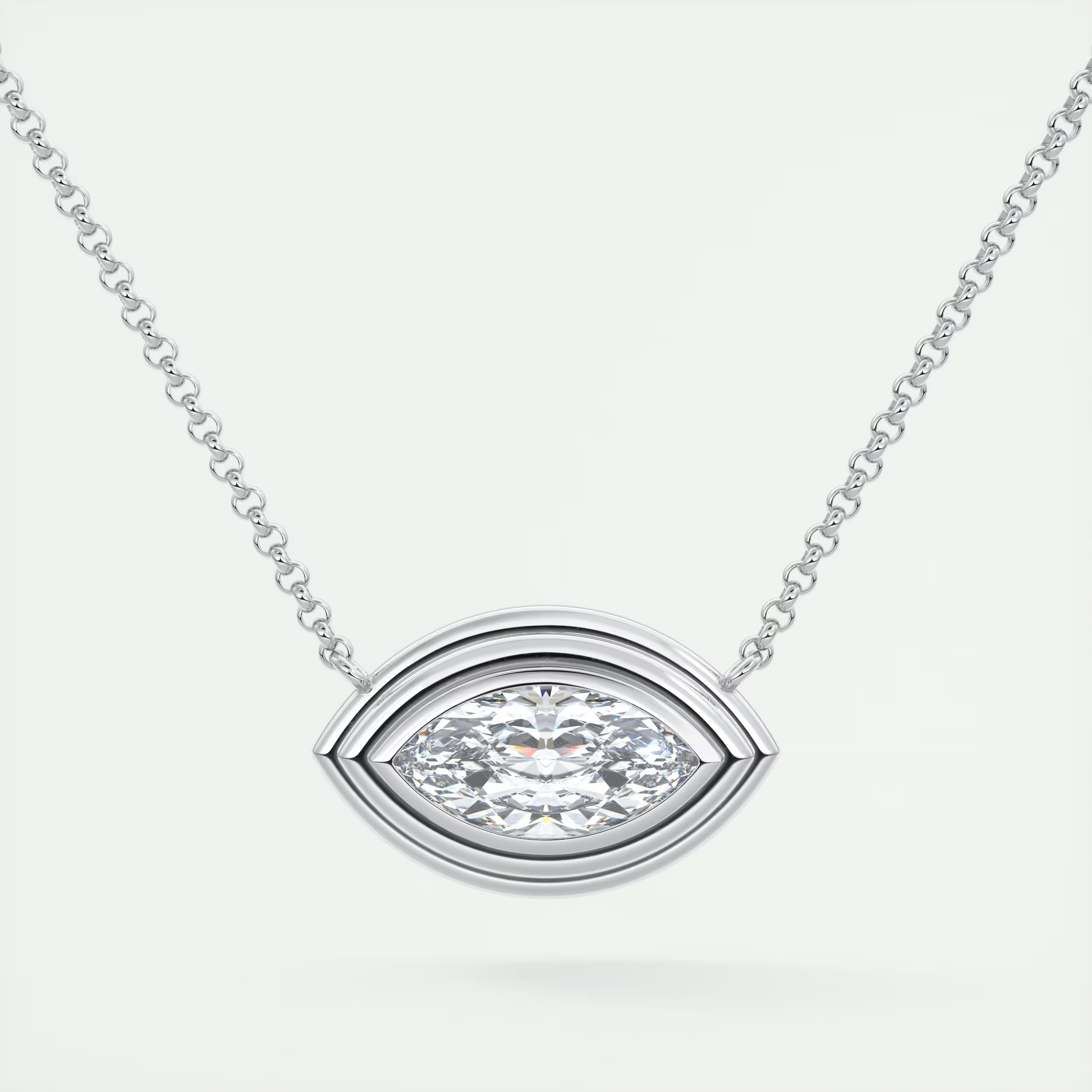 1.5 ct Marquise Bezel Set Pendant Necklace