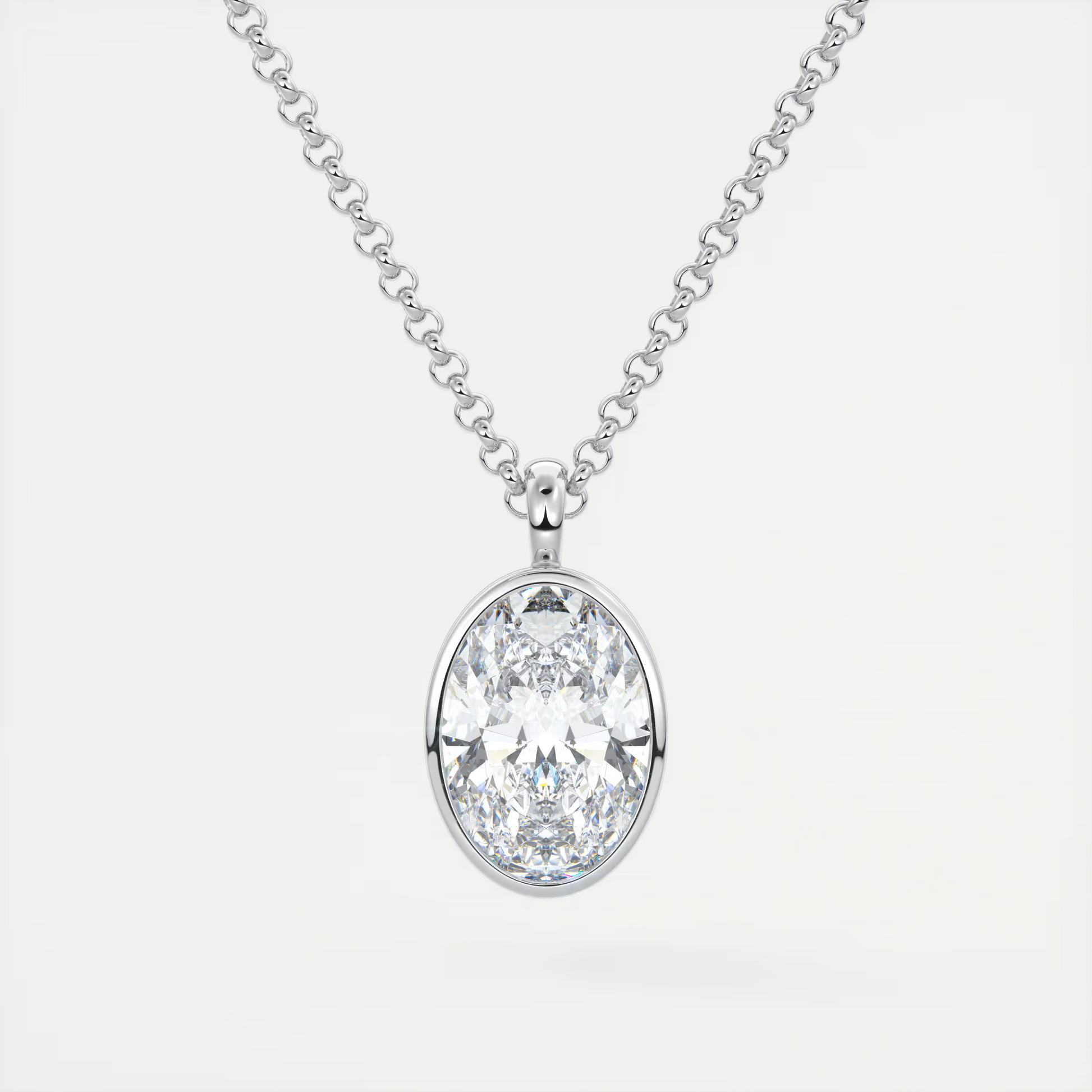 1.5 ct Oval Bezel Set Pendant Necklace