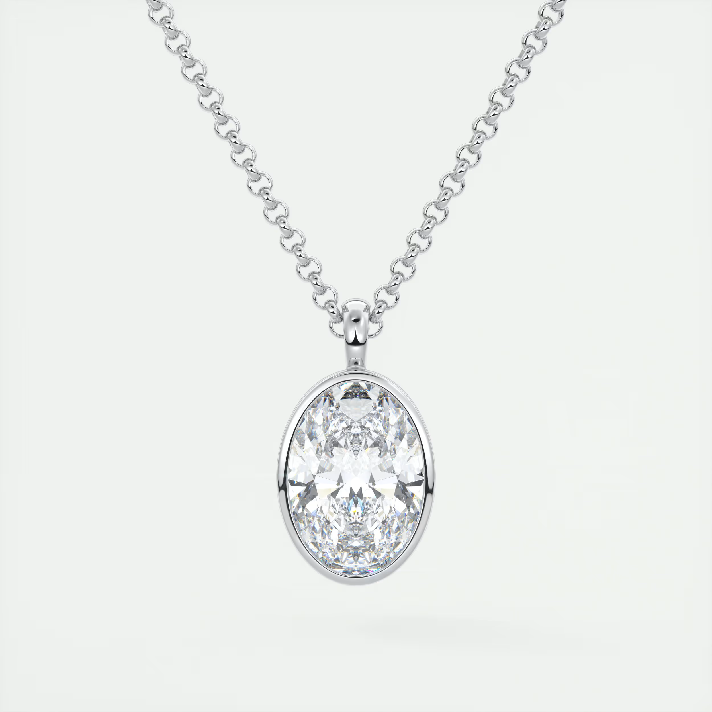 1.5 ct Oval Bezel Set Pendant Necklace