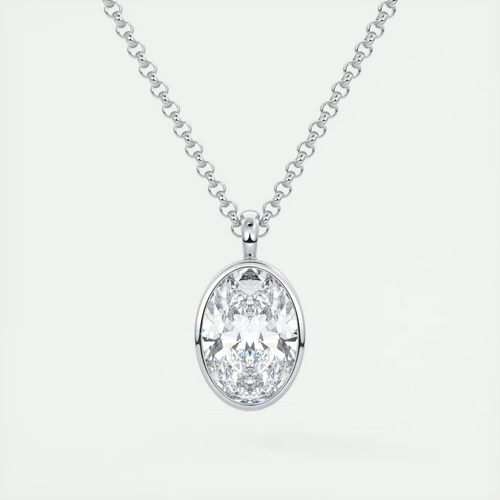 1.5 ct Oval Bezel Set Pendant Necklace