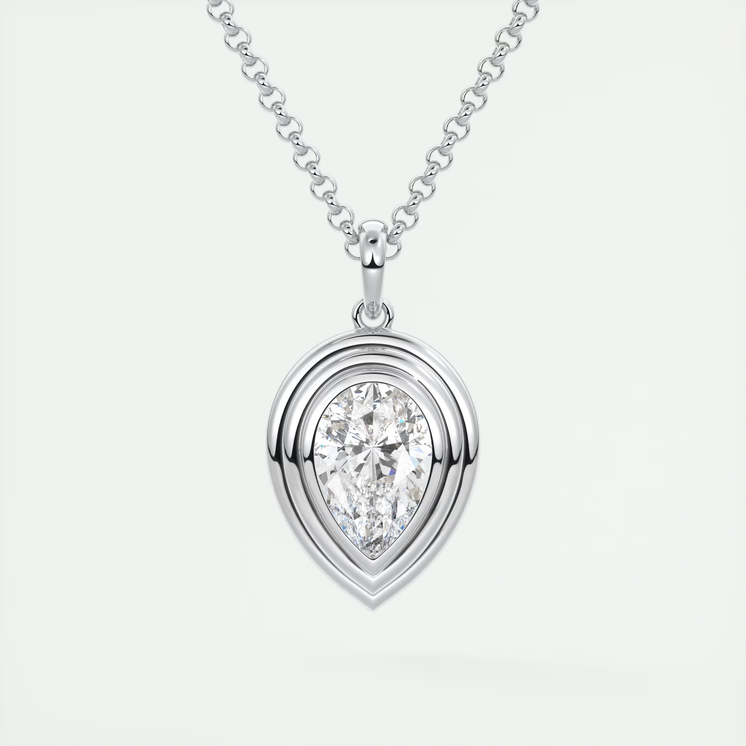 1.5 ct Pear Bezel Set Pendant Necklace