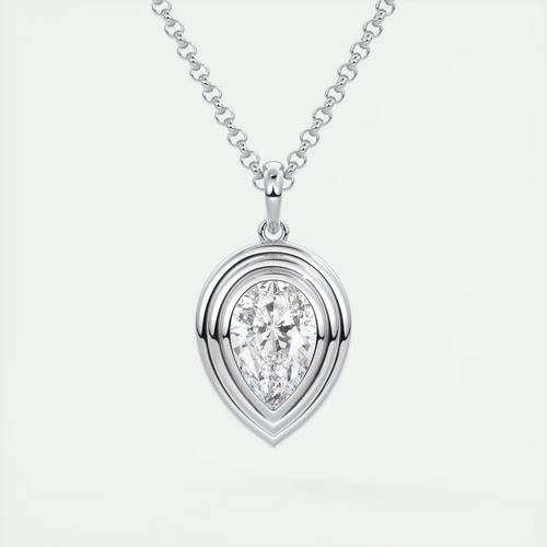 1.5 ct Pear Bezel Set Pendant Necklace