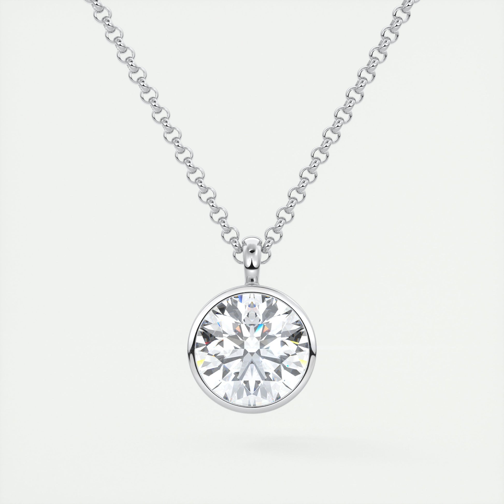 1.5 ct Round Bezel Set Pendant Necklace