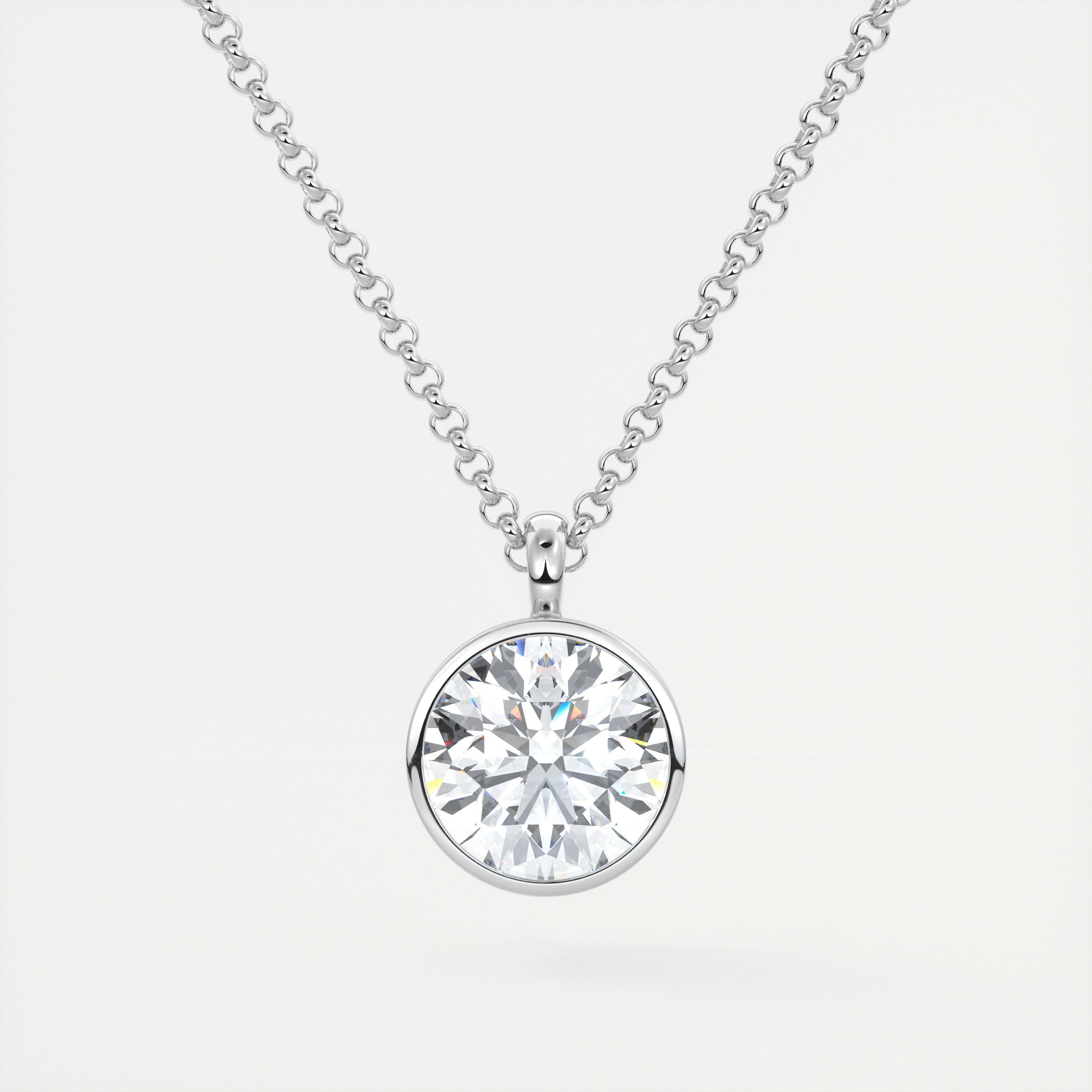 1.5 ct Round Bezel Set Pendant Necklace
