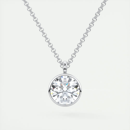 1.5 ct Round Bezel Set Pendant Necklace
