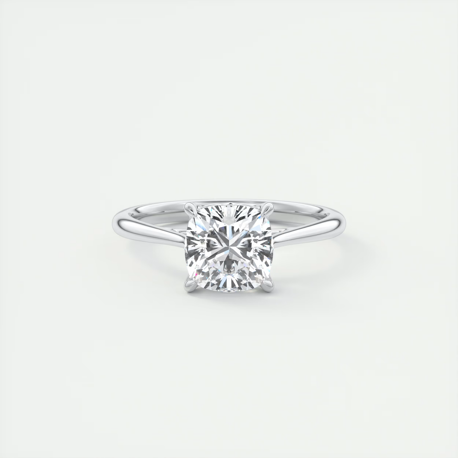 2 Carat Cushion Floral Flush Stacking Cathedral Solitaire
