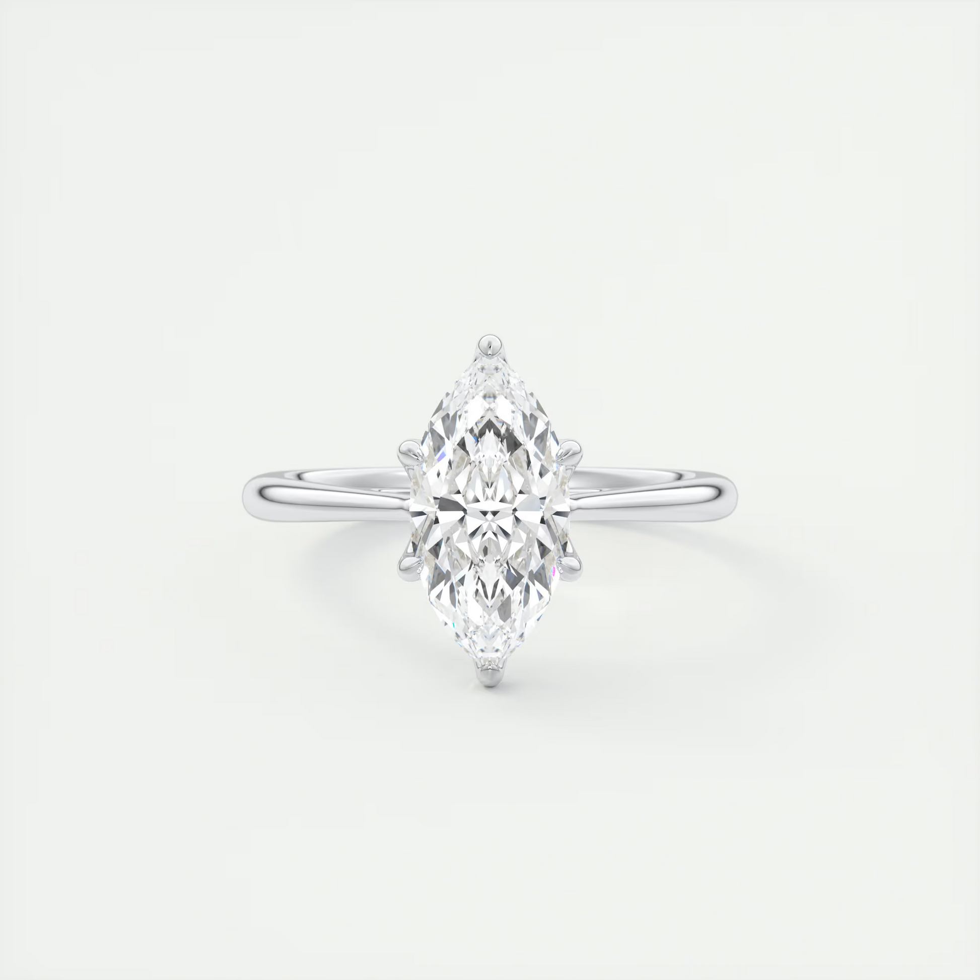 2 Carat Marquise Floral Flush Stacking Cathedral Solitaire