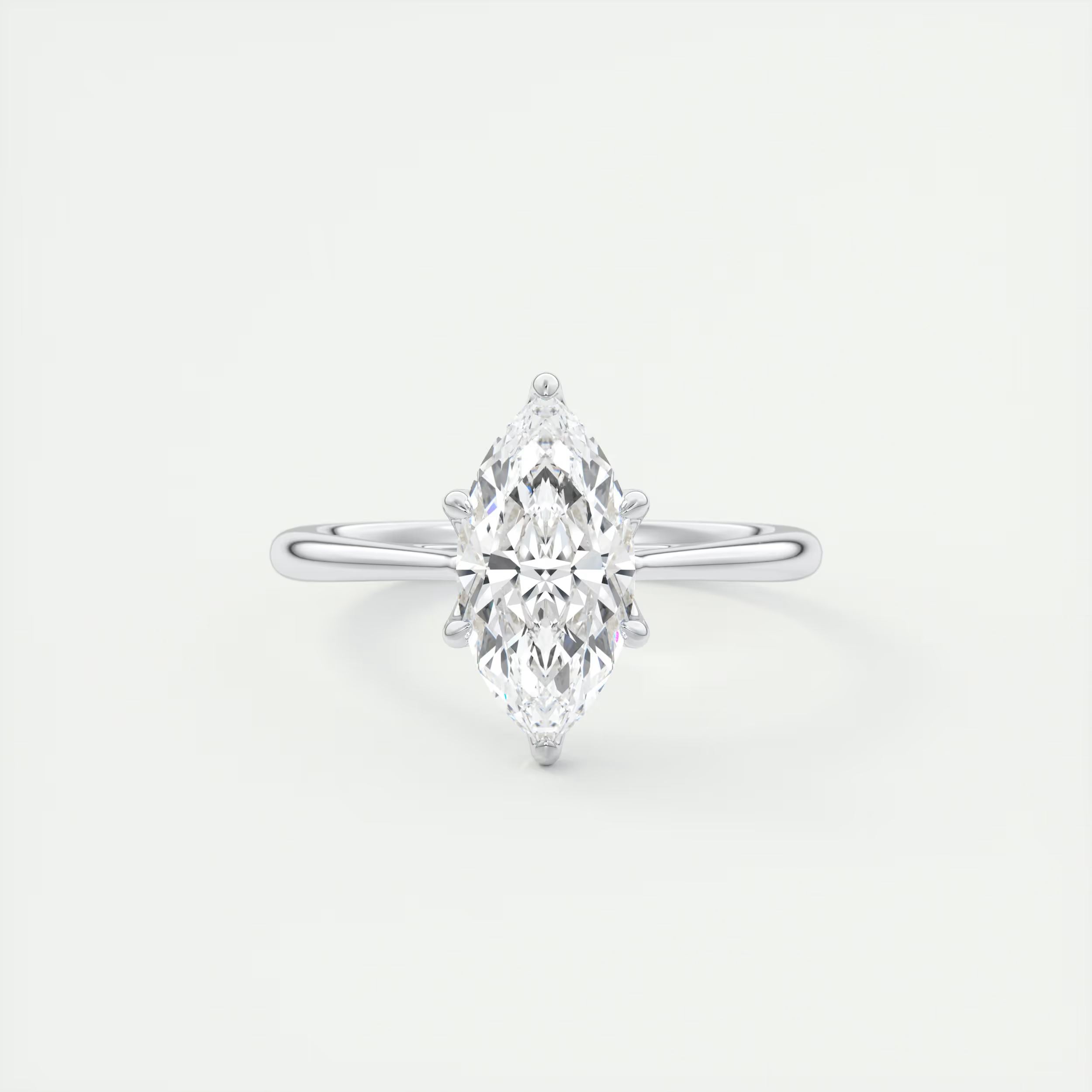 2 Carat Marquise Floral Flush Stacking Cathedral Solitaire
