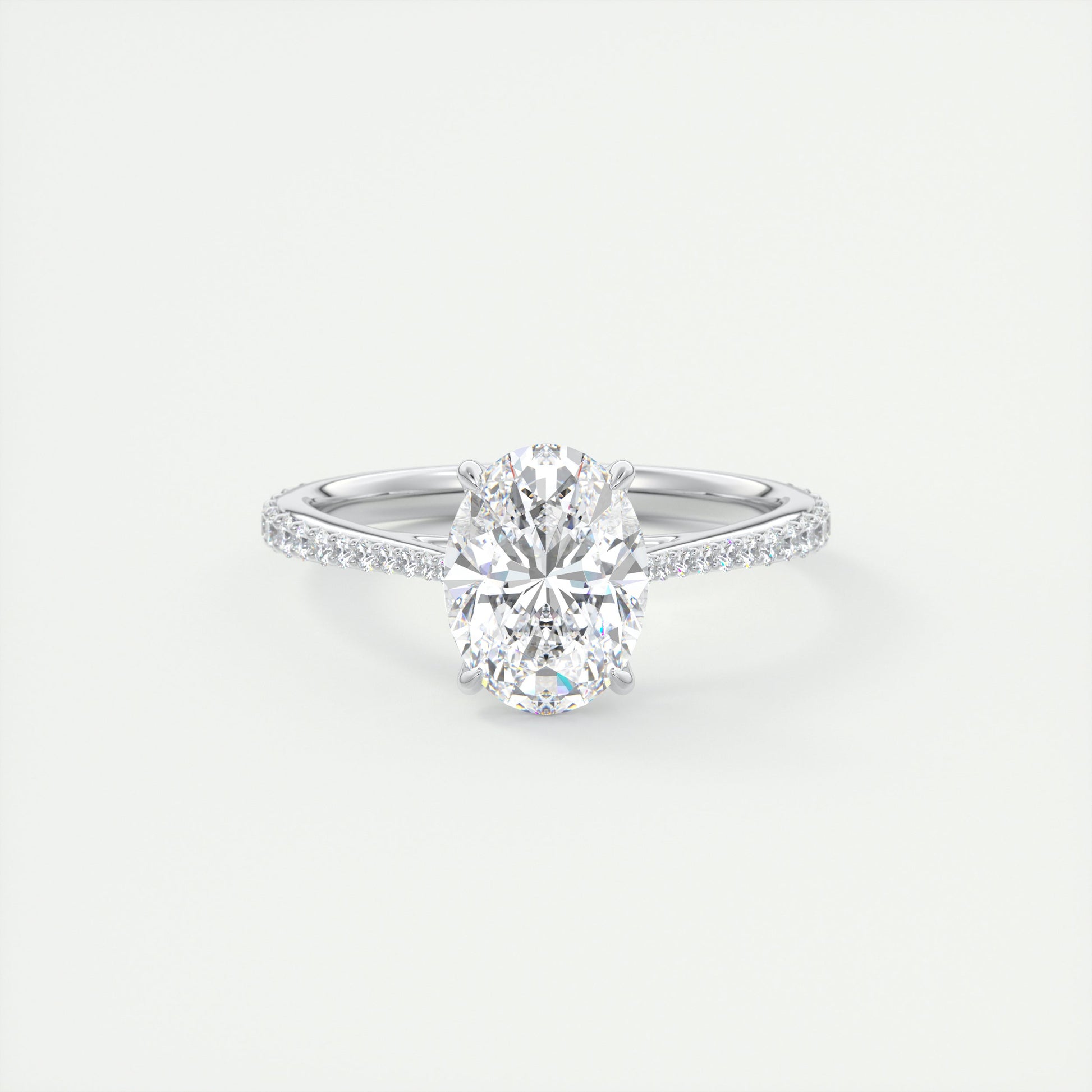 2 Carat Floral Oval Cathedral Solitaire