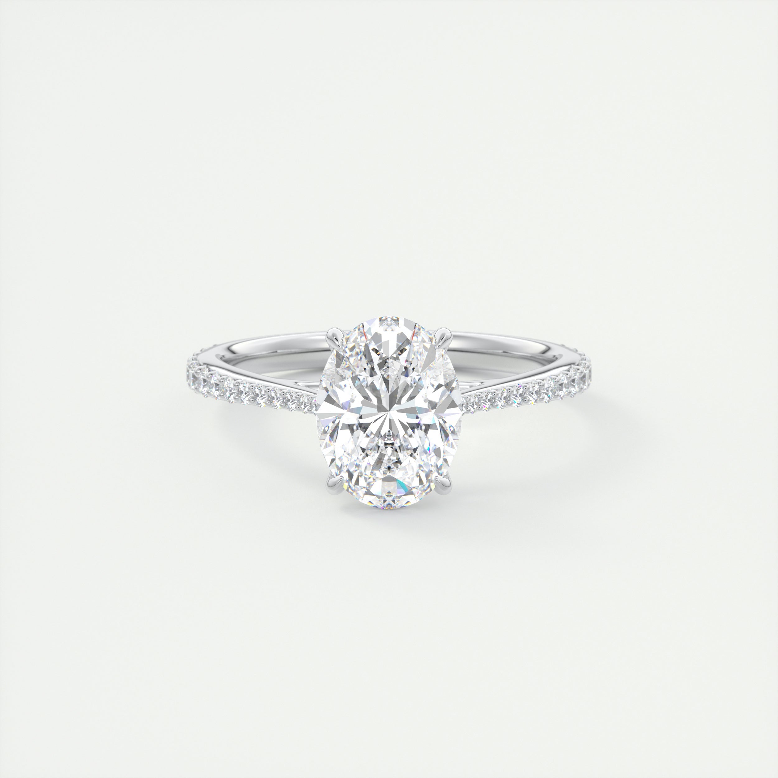 2 Carat Floral Oval Cathedral Solitaire