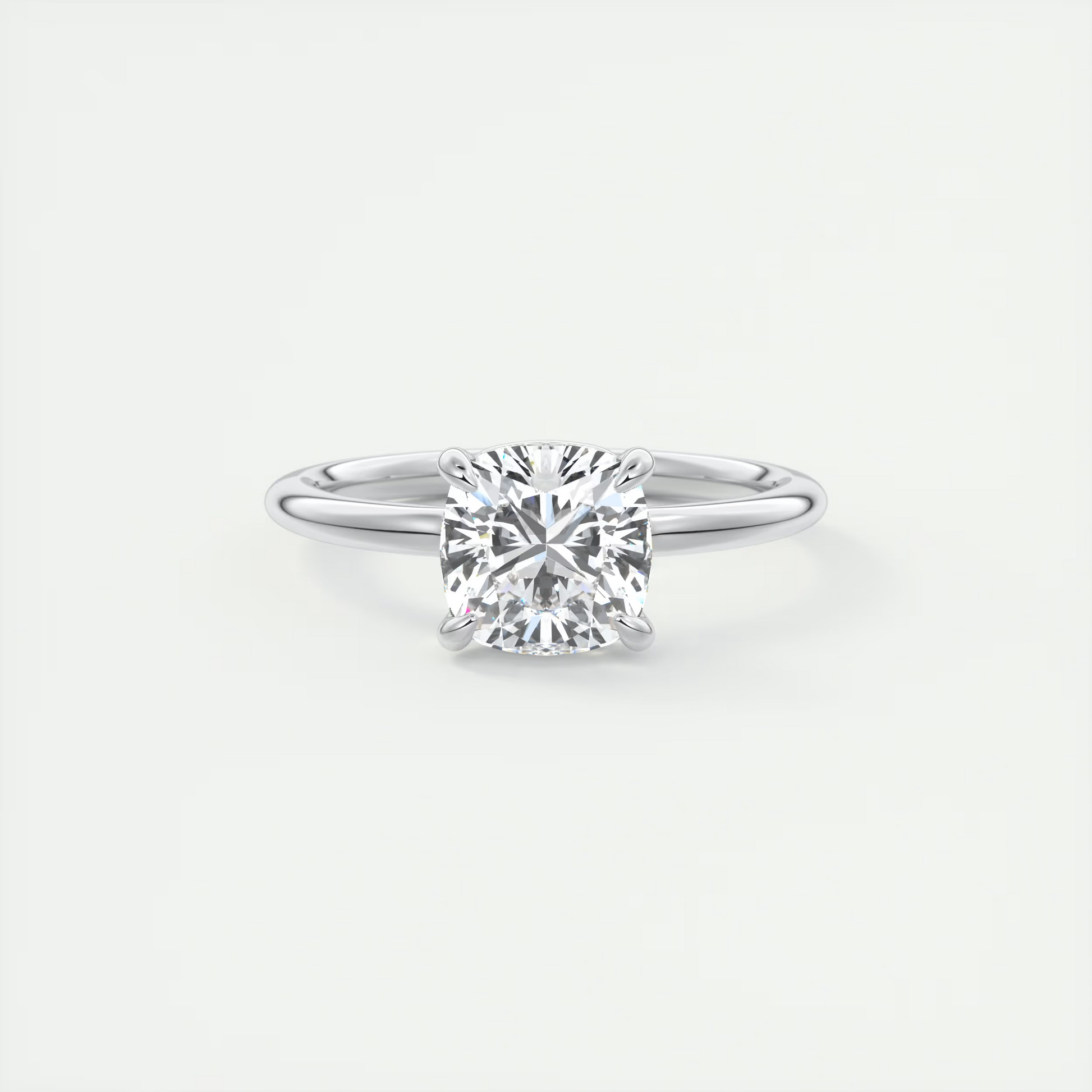 2 Carat Cushion Flush Stacking Low Profile Solitaire