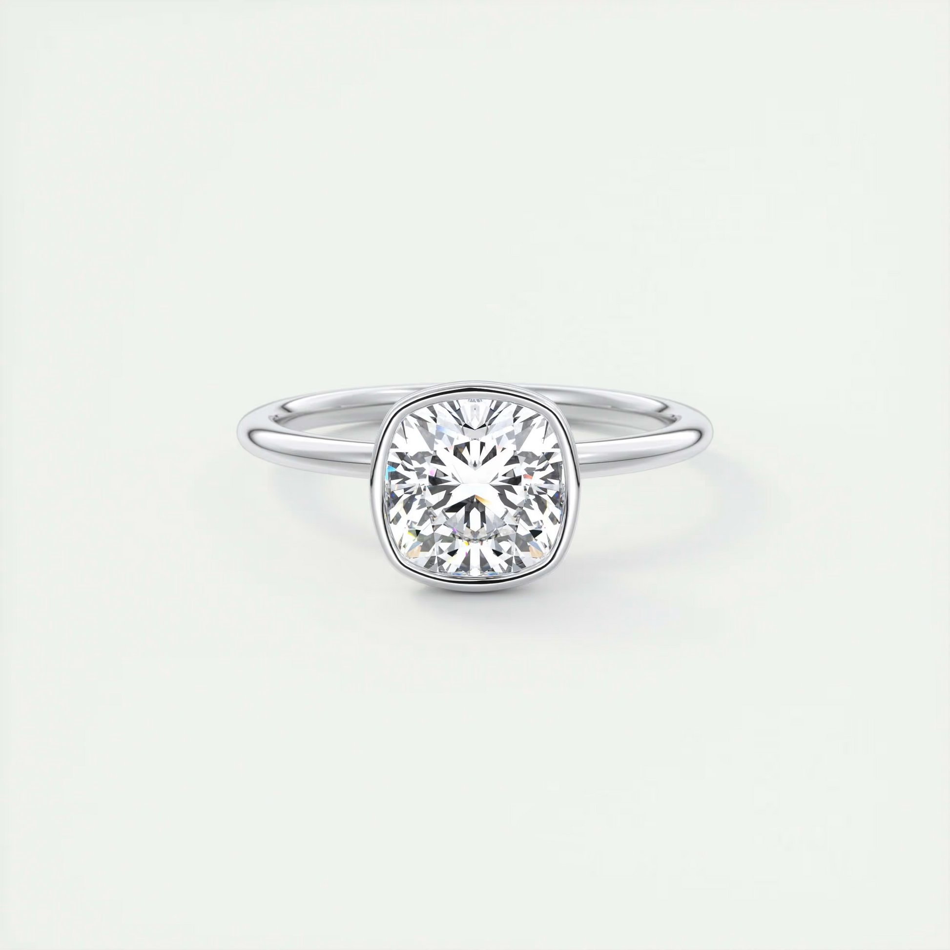 2 Carat Cushion Bezel Set Solitaire
