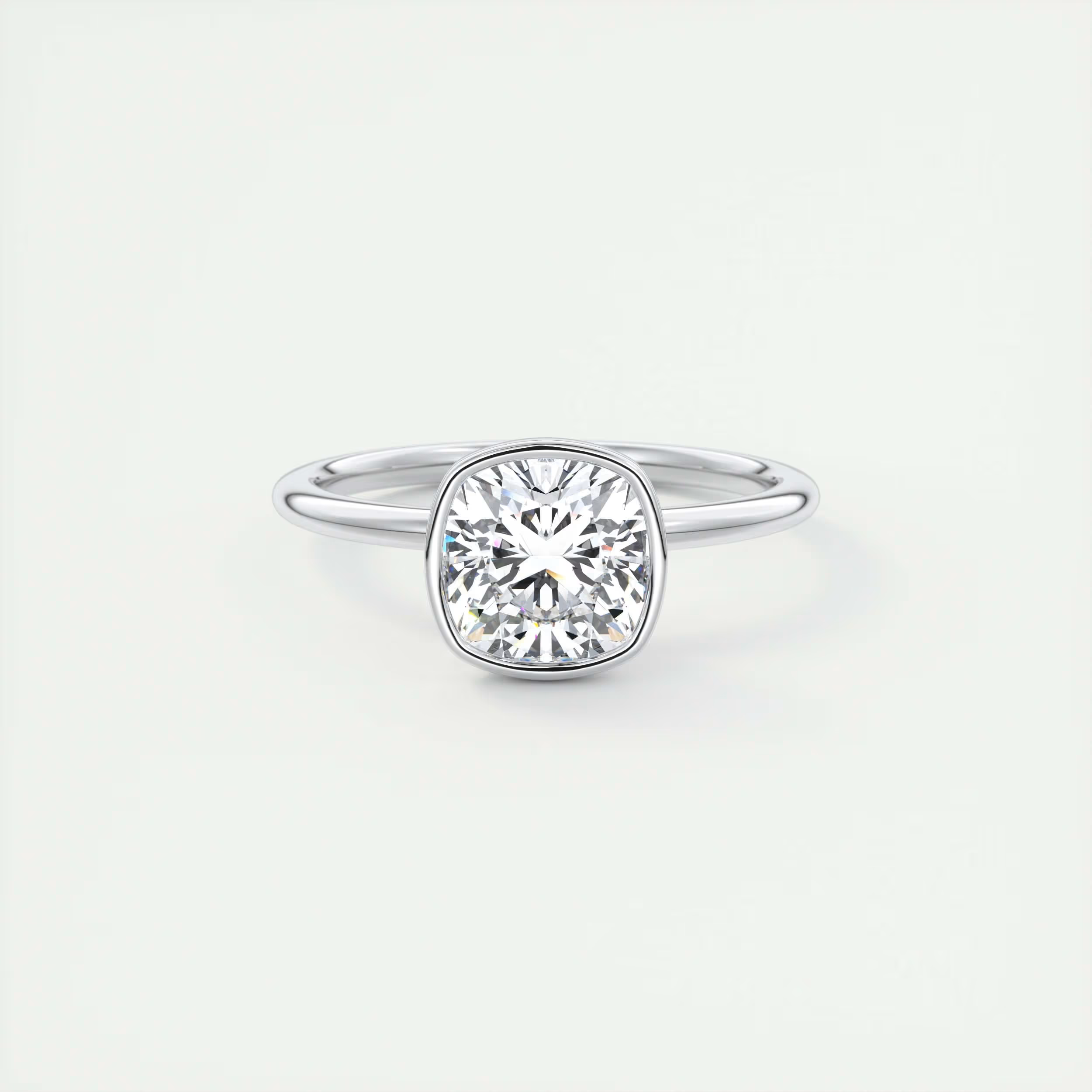 2 Carat Cushion Bezel Set Solitaire