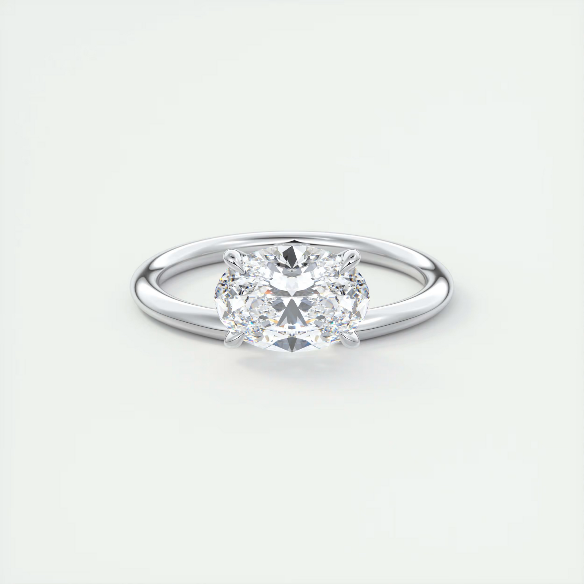 2 Carat Cantilever East West Oval Solitaire