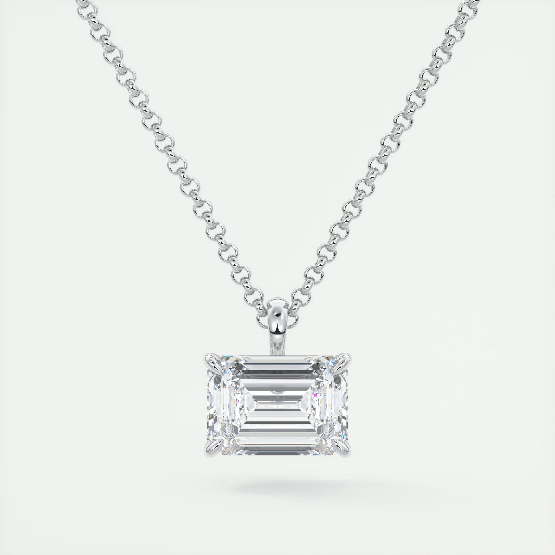 1.5 ct Emerald Prong Set Pendant Necklace