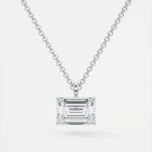 1.5 ct Emerald Prong Set Pendant Necklace