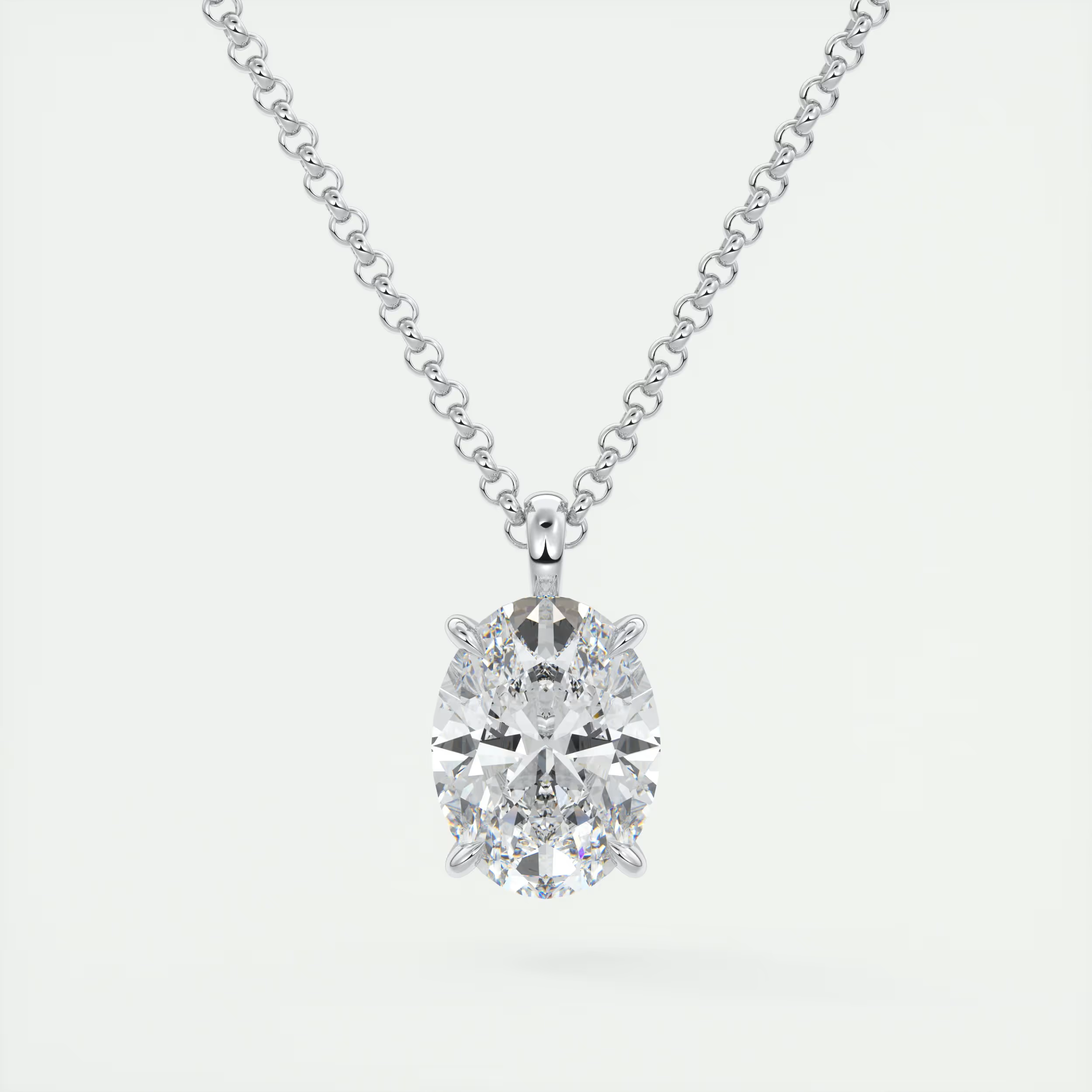 1.5 ct Oval Prong Set Pendant Necklace