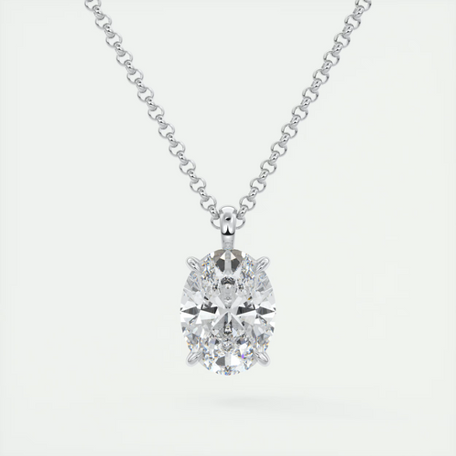 1.5 ct Oval Prong Set Pendant Necklace