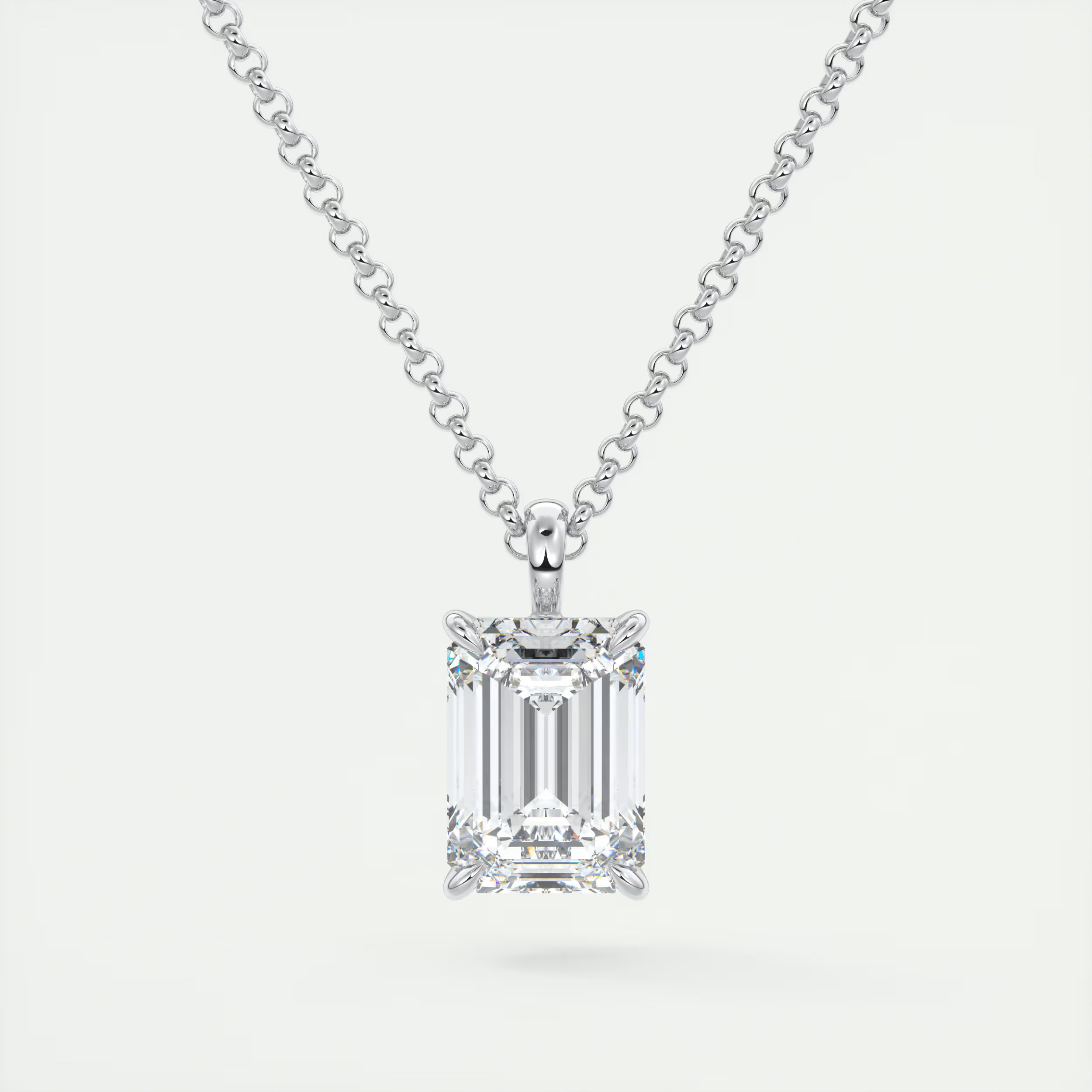 1.5 ct Emerald Prong Set Pendant Necklace