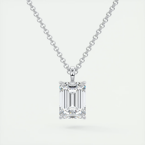 1.5 ct Emerald Prong Set Pendant Necklace