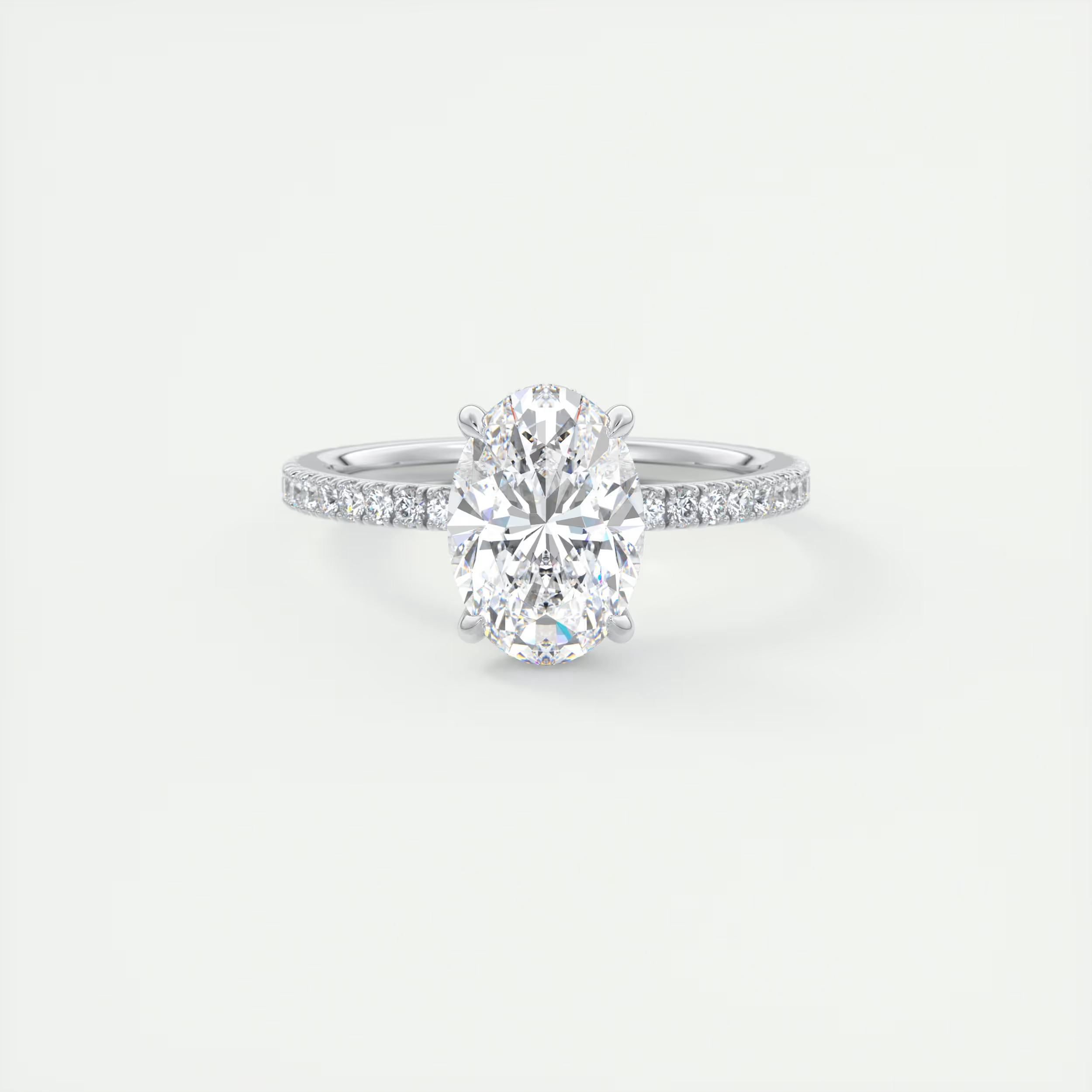 Cncircled 2 Carat Oval Hidden Halo Pavé Setting