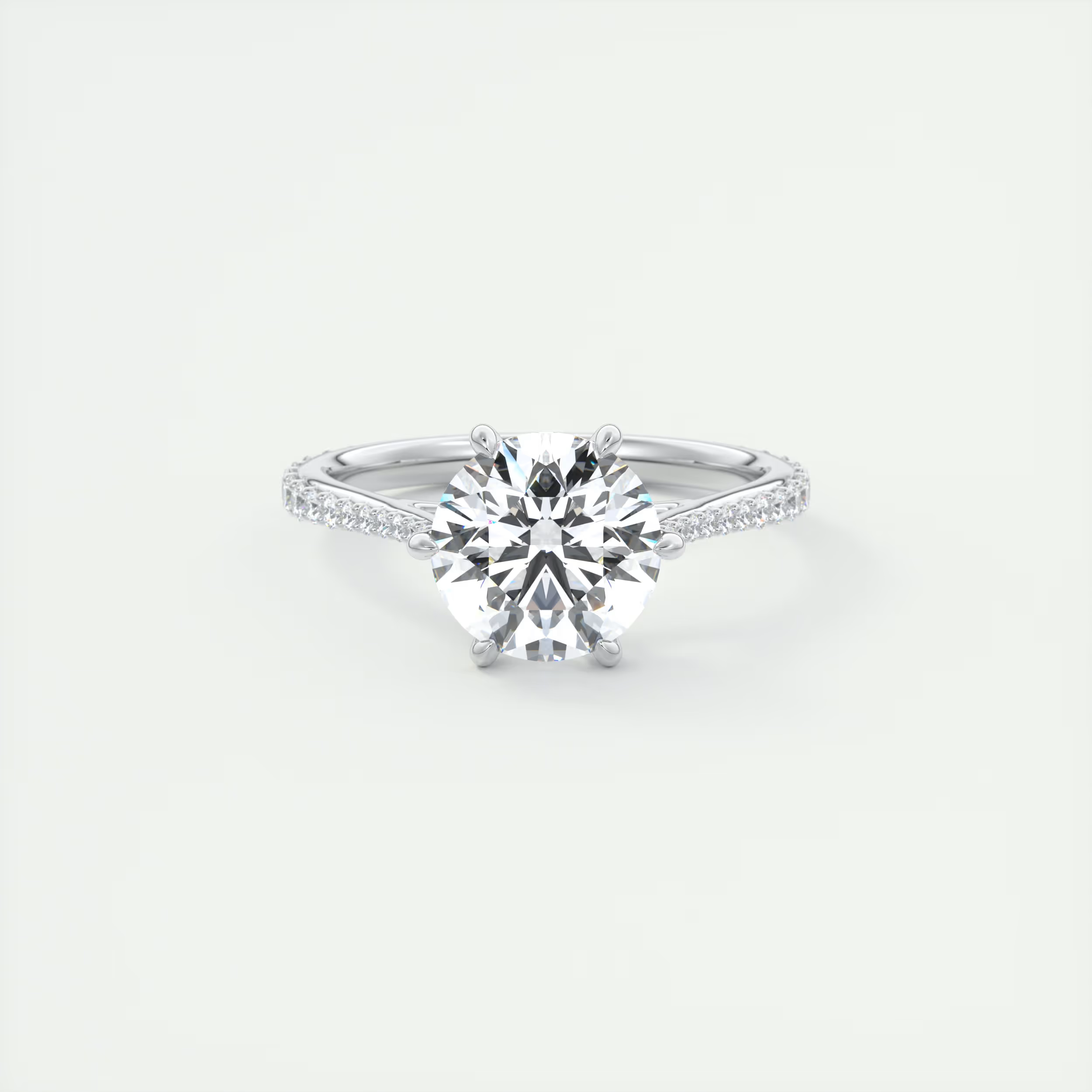 2 Carat Round Solitaire Cathedral Pavé Setting