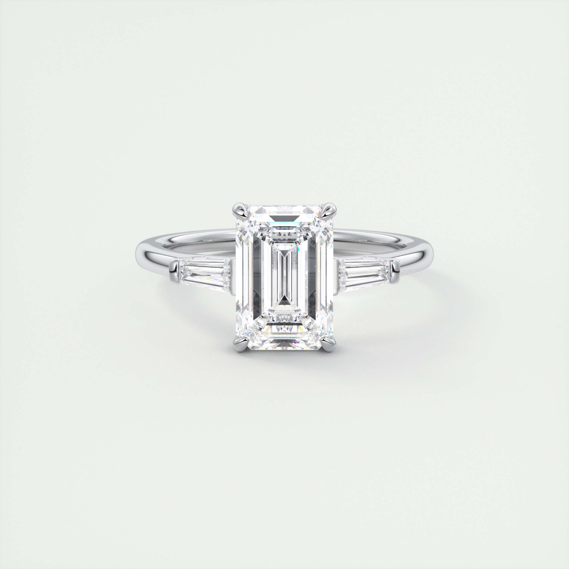 Precision 2 Carat Emerald Flush Stacking Three-Stone Engagement Ring