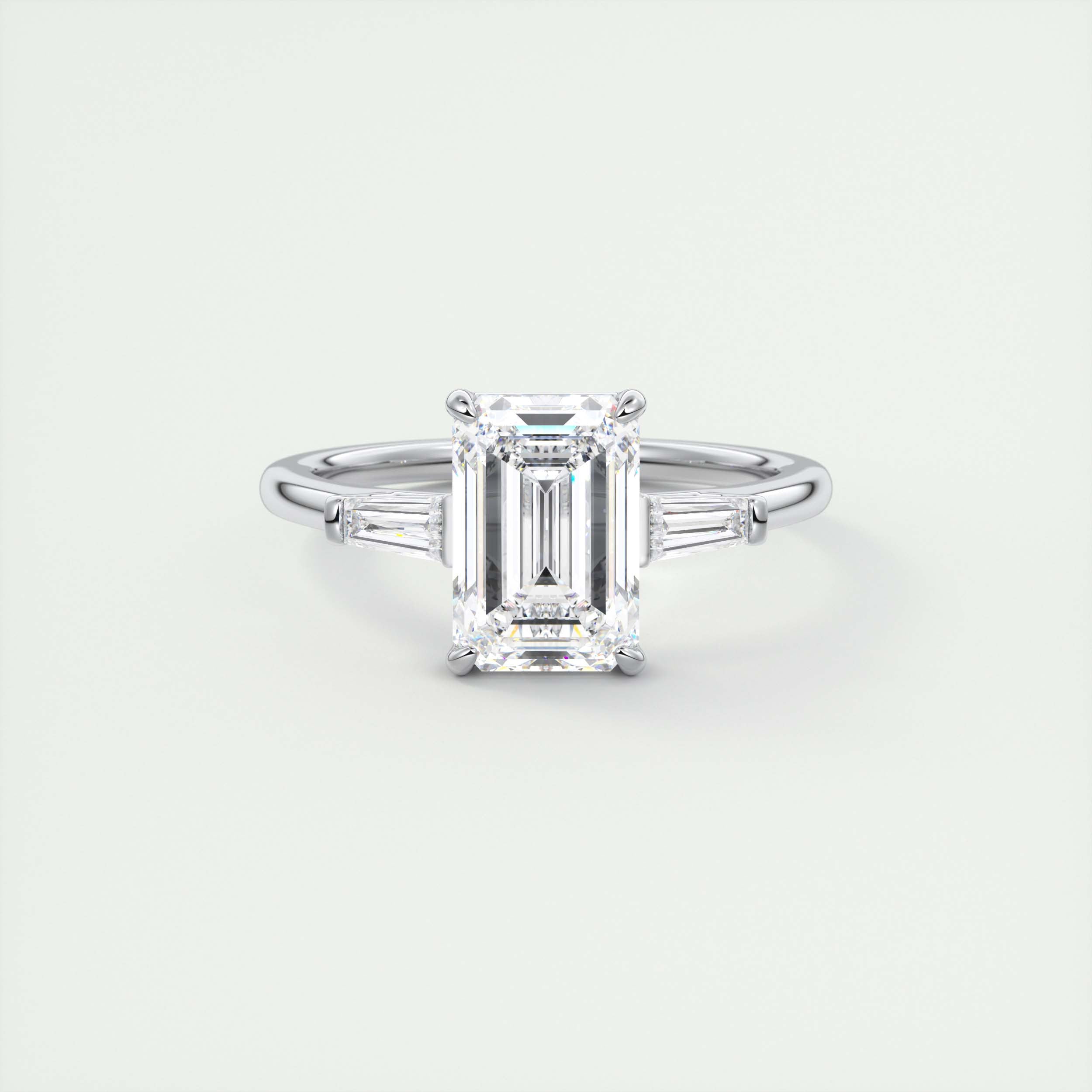 Precision 2 Carat Emerald Flush Stacking Three-Stone Engagement Ring