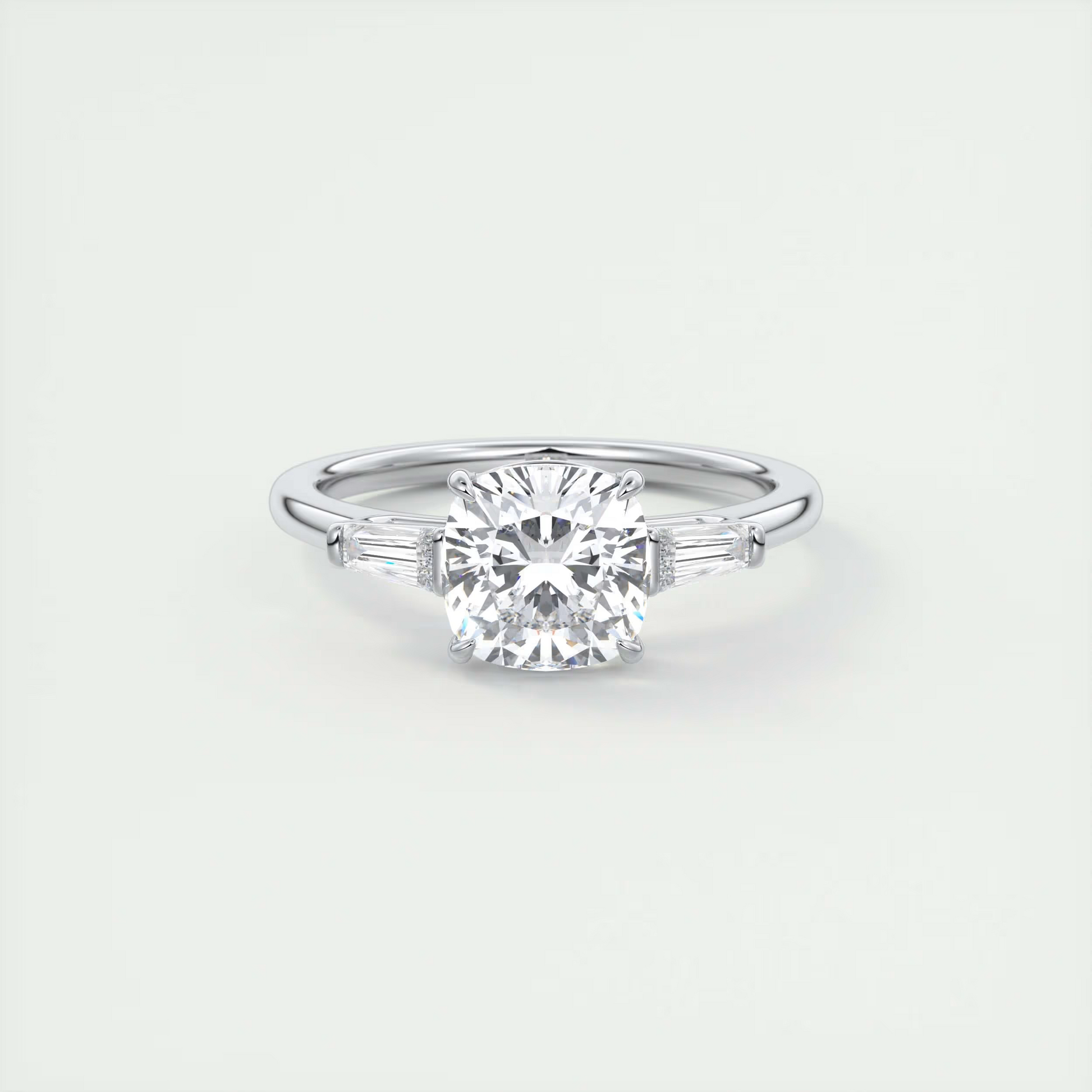 Sleek 2 Carat Cushion Flush Stacking Three-Stone Engagement Ring