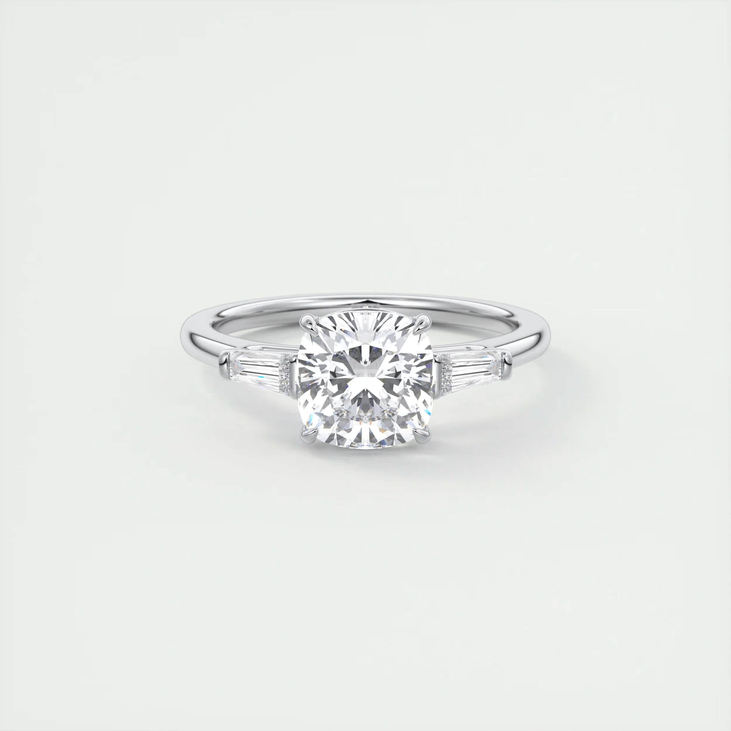 Sleek 2 Carat Cushion Flush Stacking Three-Stone Engagement Ring