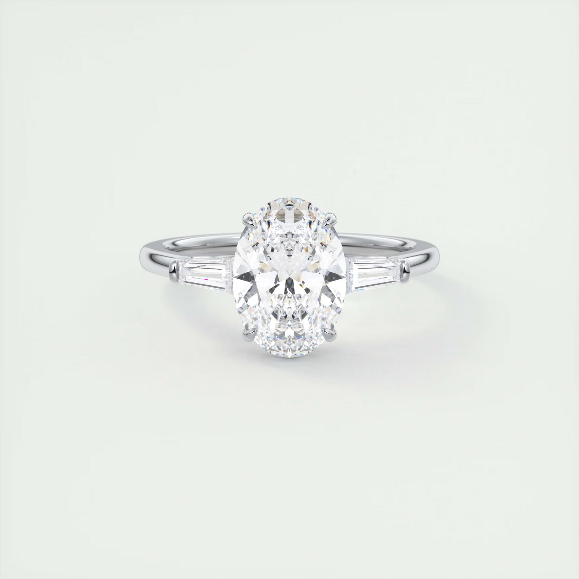 Sparkle 2 Carat Oval Flush Stacking Three-Stone Engagement Ring