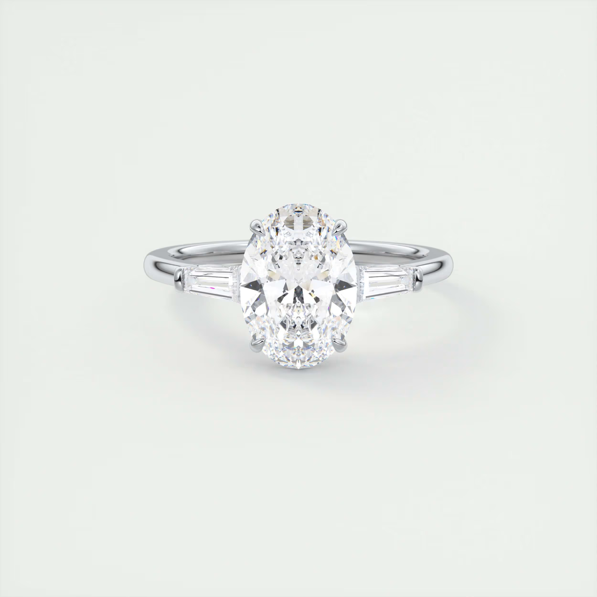 Sparkle 2 Carat Oval Flush Stacking Three-Stone Engagement Ring