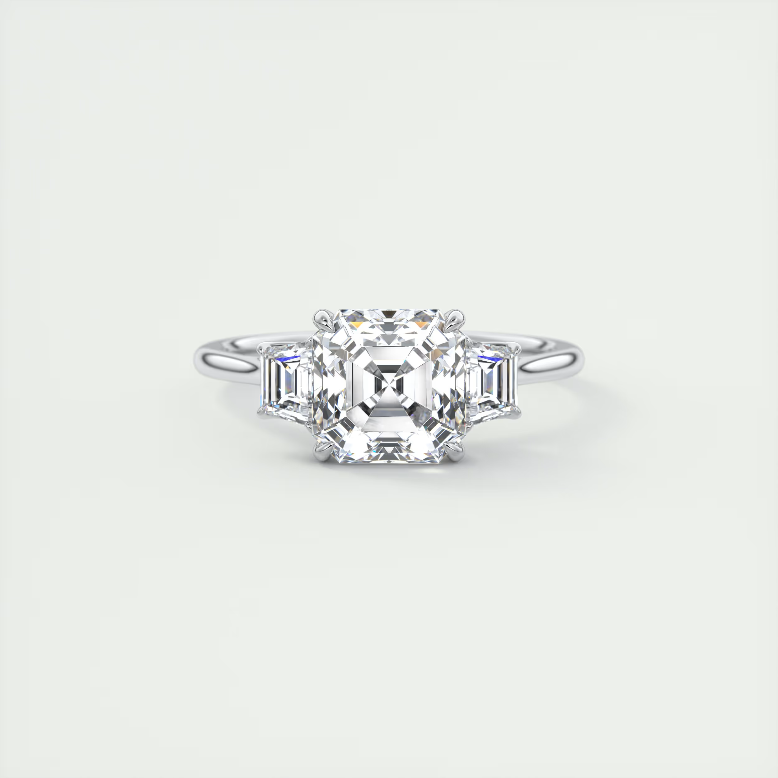 Geometry 2 Carat Asscher-Cut Trapezoid Three-Stone Diamond Ring