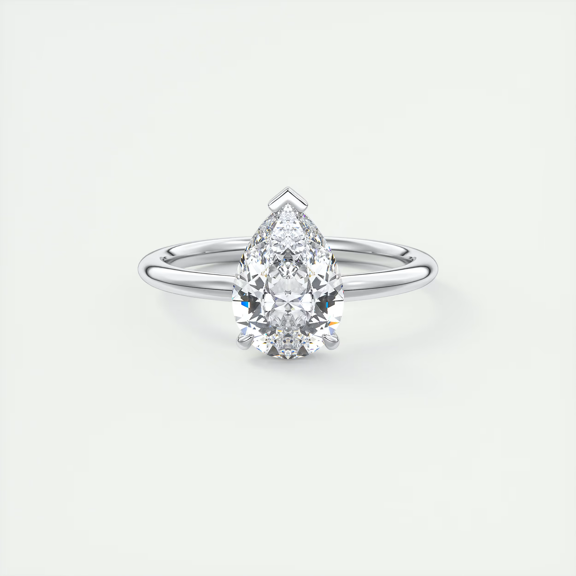 2 Carat Flush Pear Stacking Low Profile Solitaire