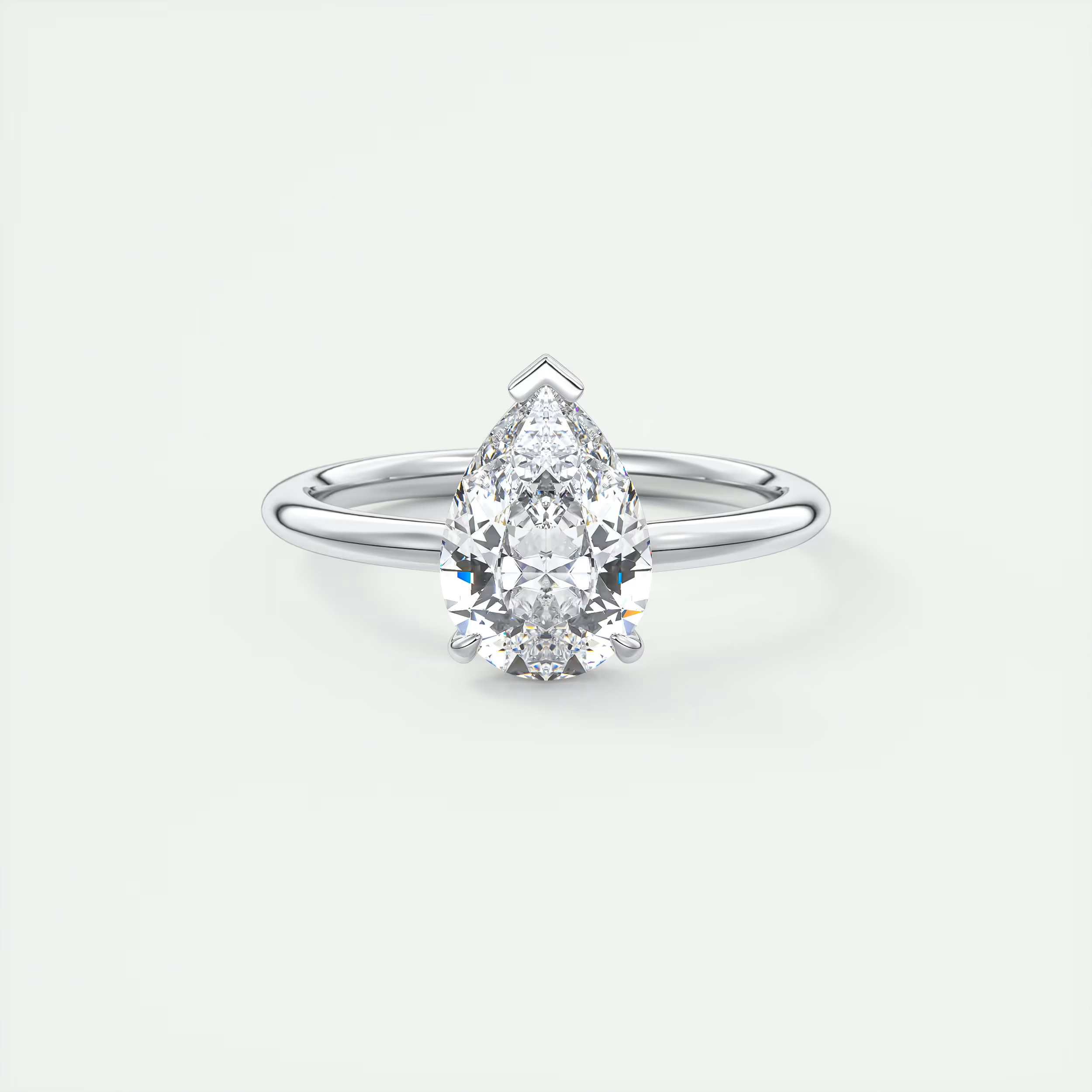 2 Carat Flush Pear Stacking Low Profile Solitaire