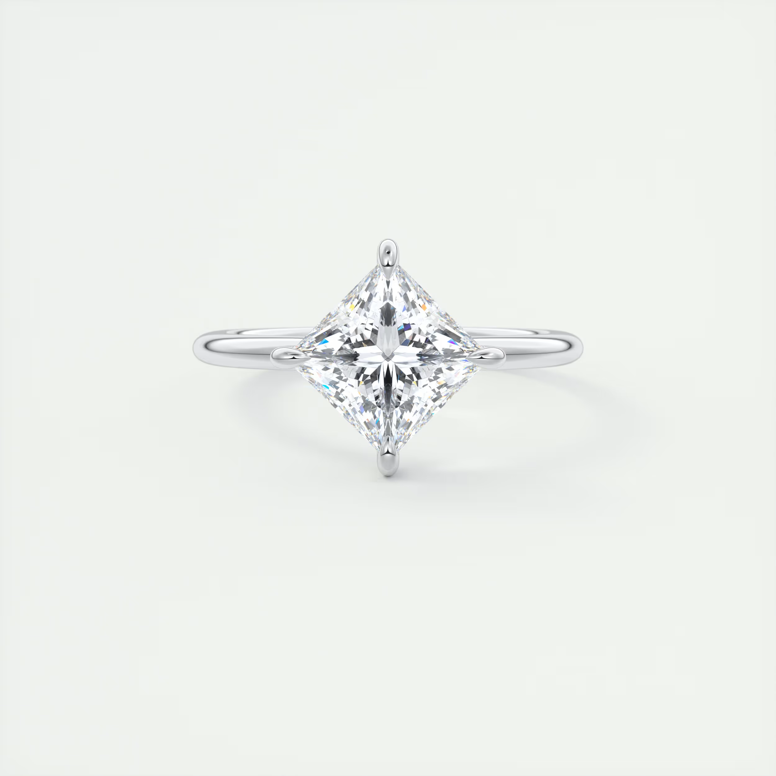 2 Carat Princess Flush Stacking Low Profile Solitaire