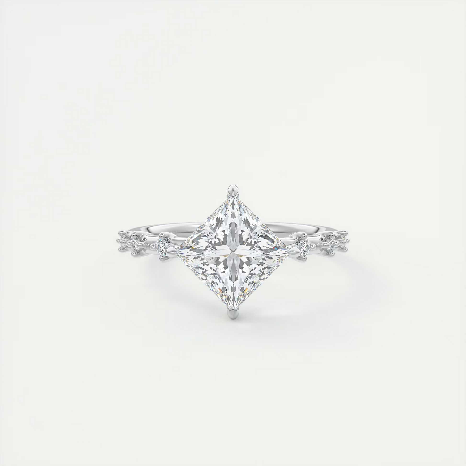 2 Carat Dainty Princess Solitaire with Diamond Accents
