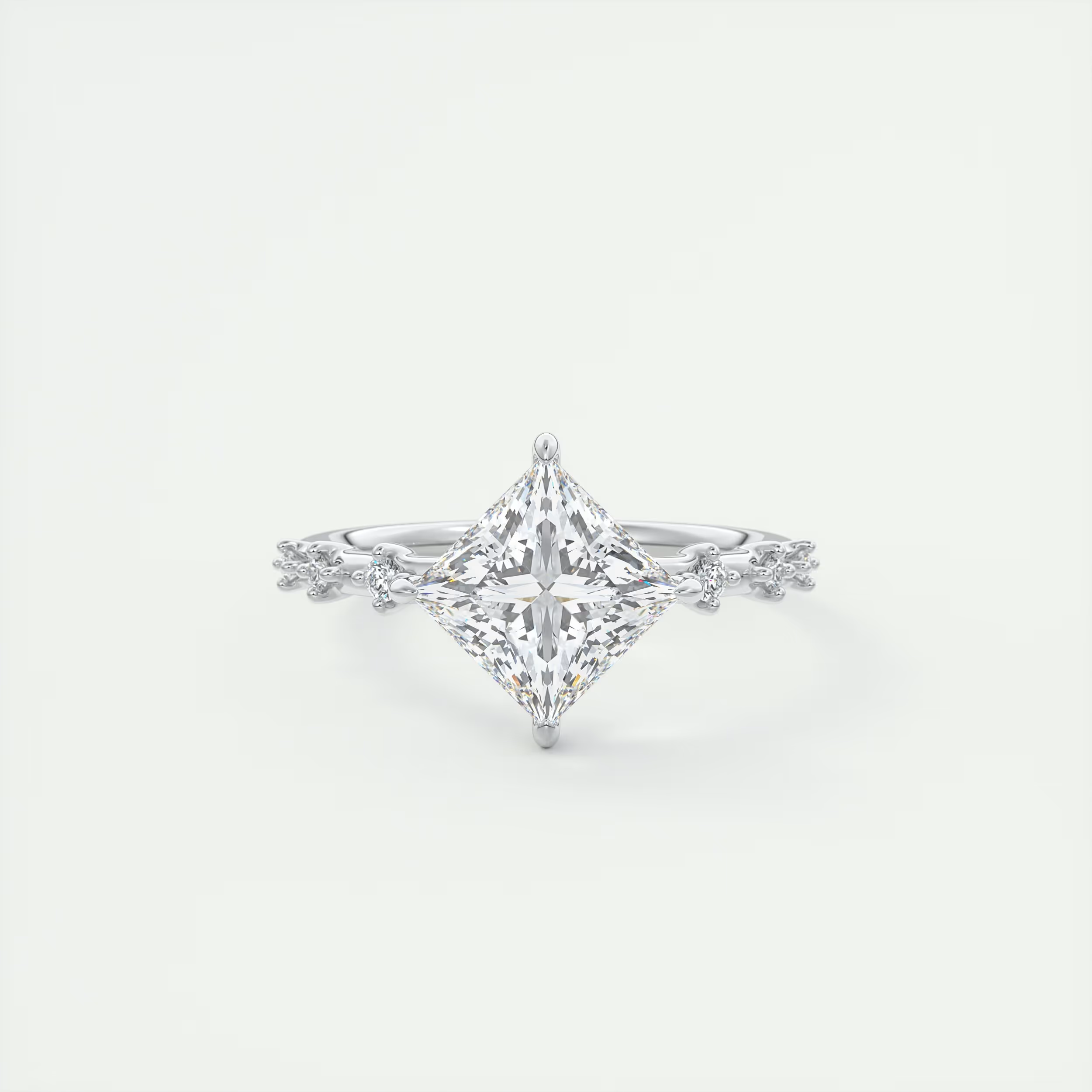 2 Carat Dainty Princess Solitaire with Diamond Accents